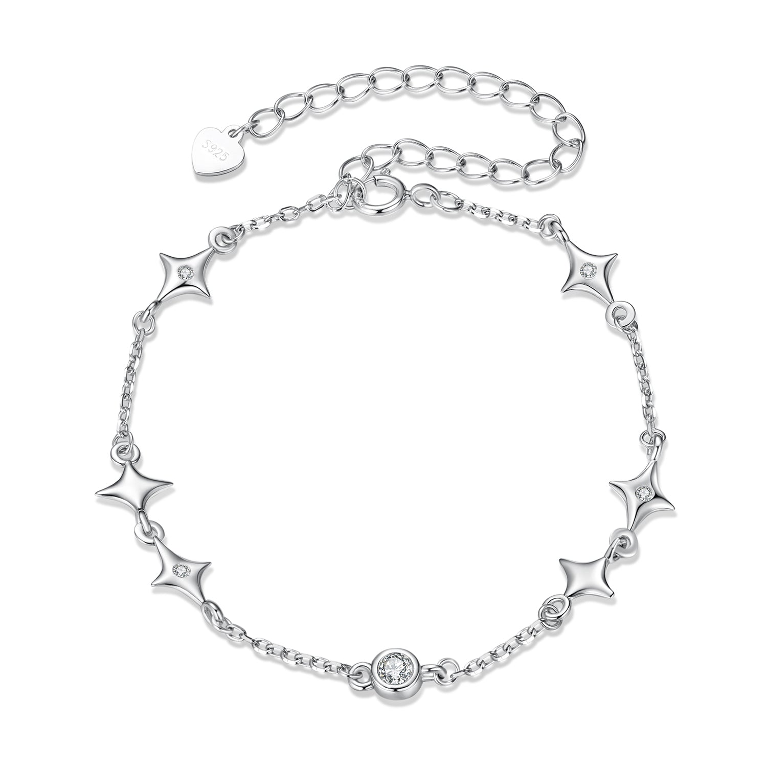 925 Sterling Silver 15+6cm Pavé Setting CZ Bracelet for Women