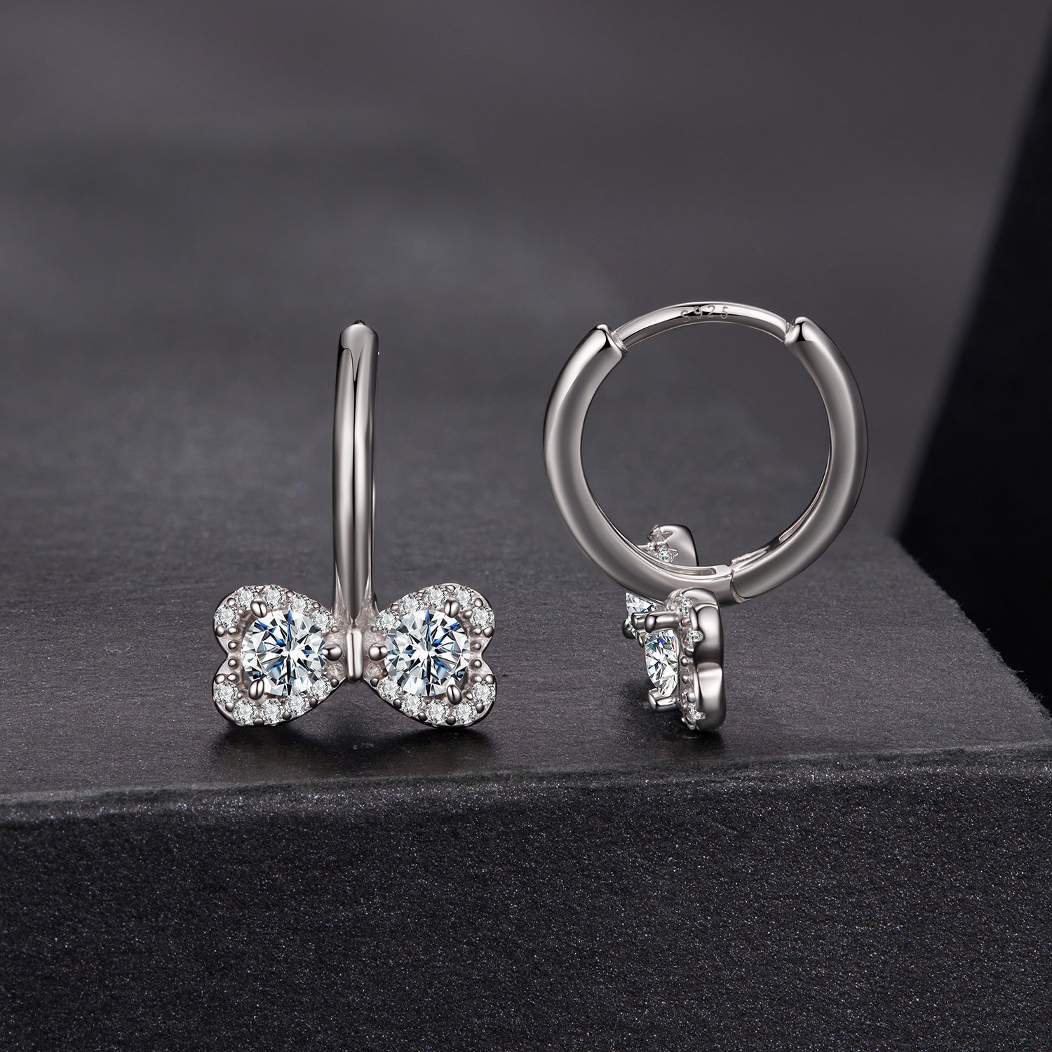 925 Sterling Silver Moissanite 0.20 Carat Earrings Plated White Gold for Women