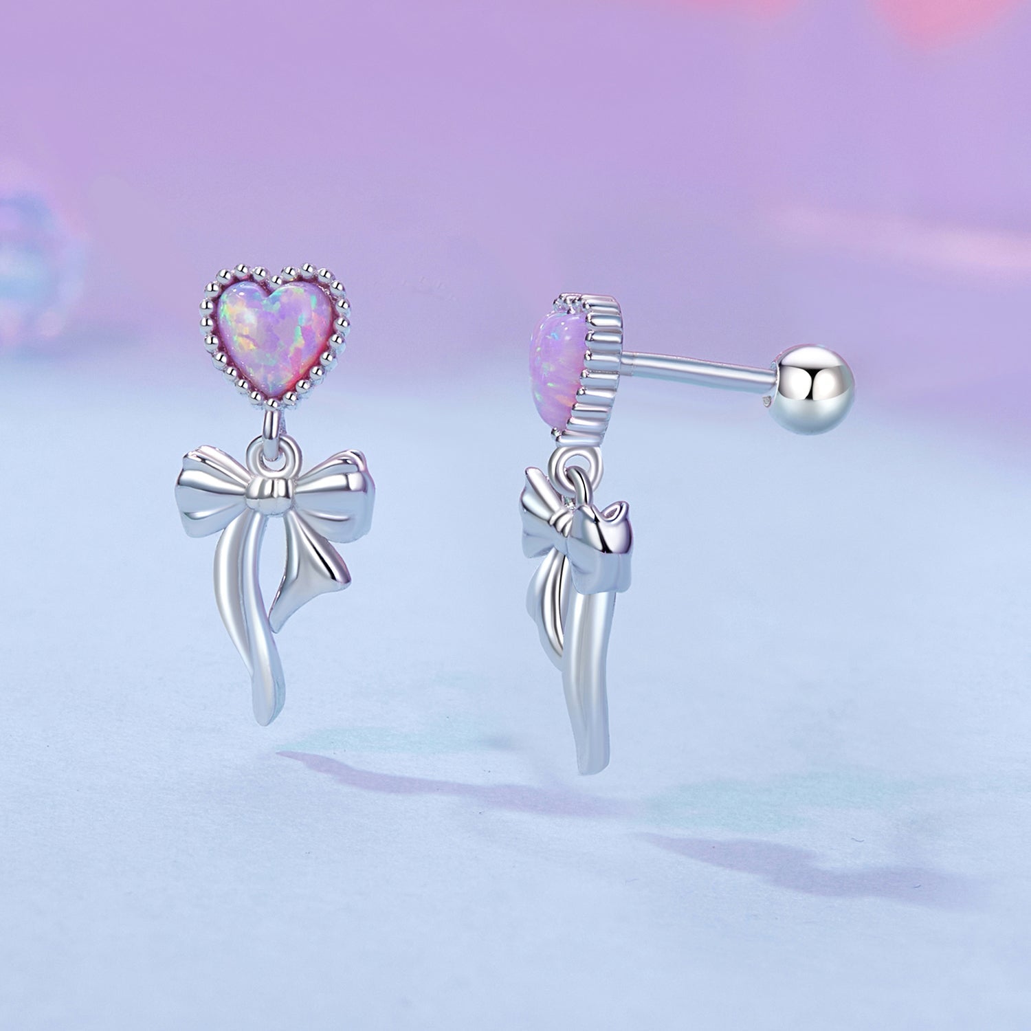 925 Sterling Silver Translucent Opal Earrings for Women