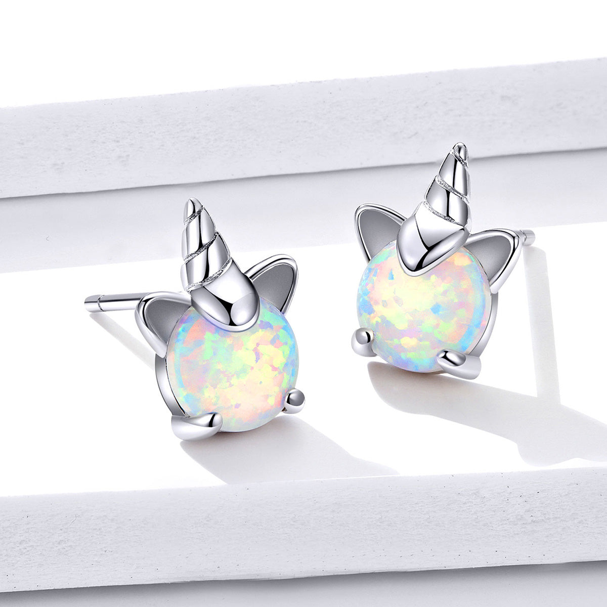 S925 Sterling Silver Earrings with Translucent Opal