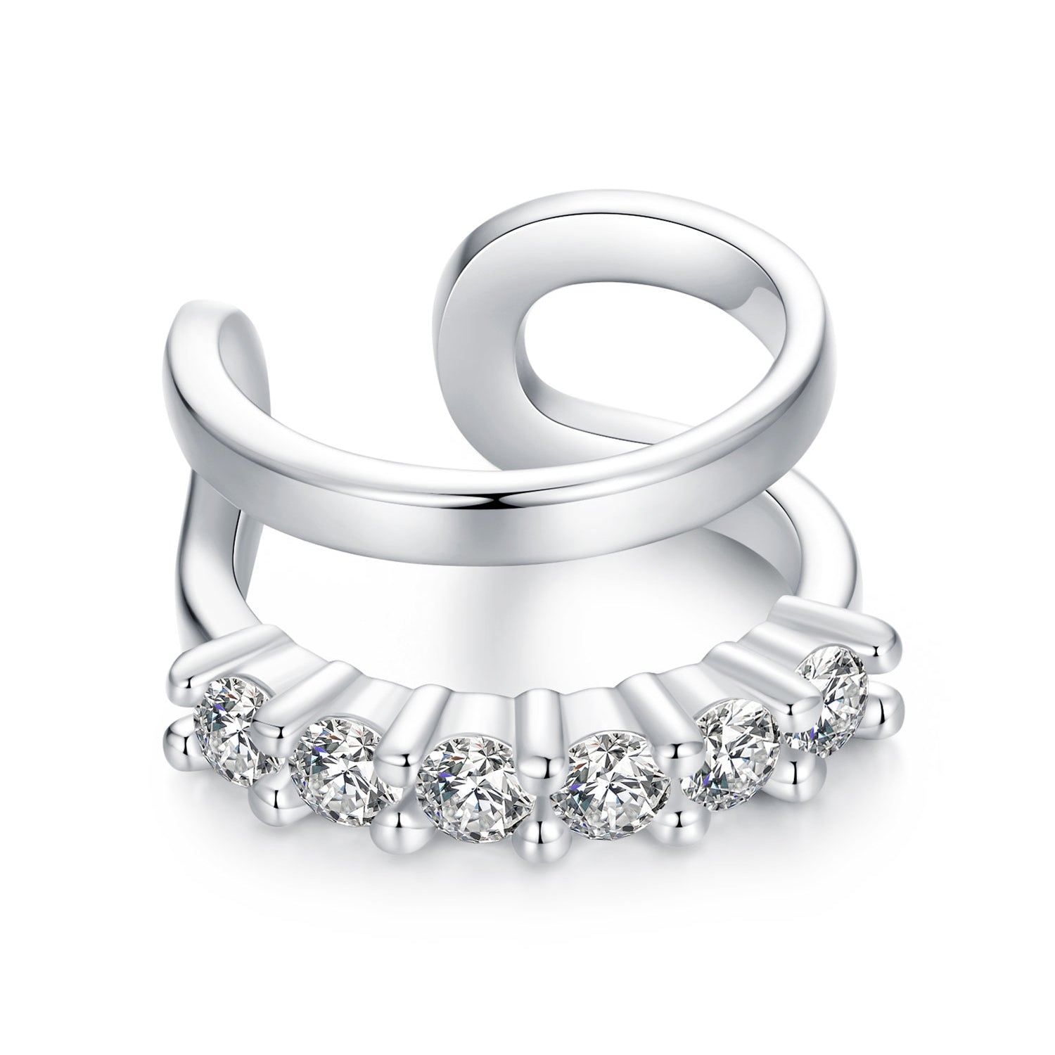 925 Sterling Silver Earrings with Pavé Setting CZ in Platinum