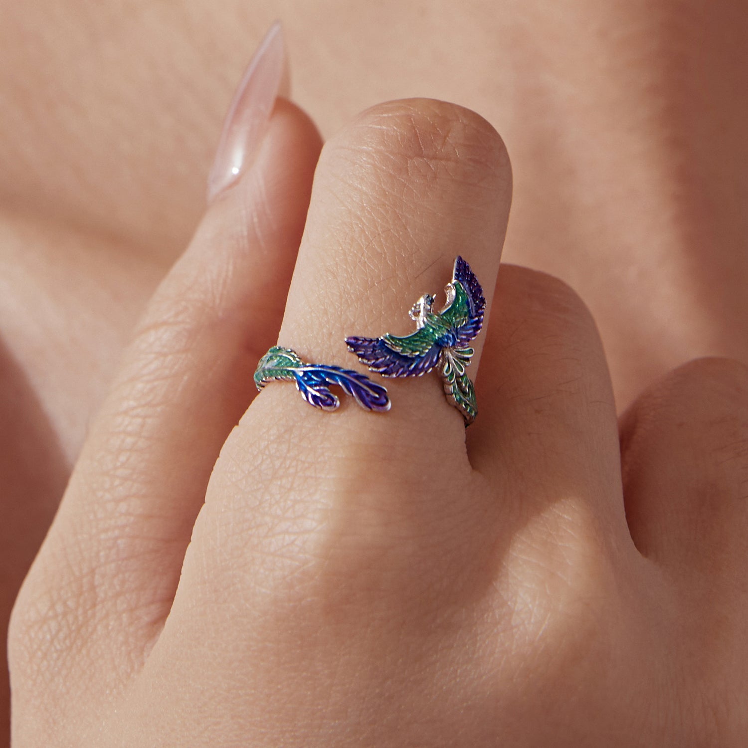 925 Sterling Silver Enamel Adjustable Ring for Women