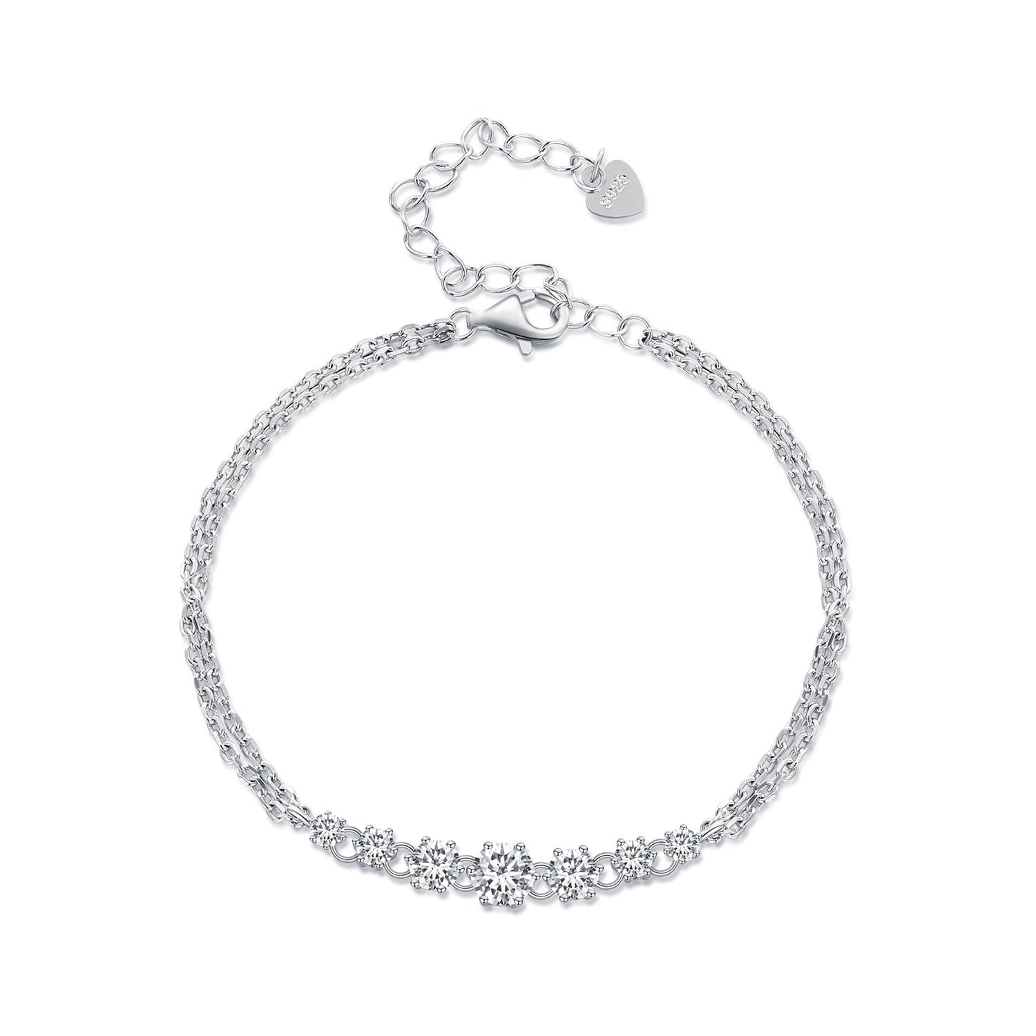 925 Sterling Silver 5MM Moissanite Bracelet for Women