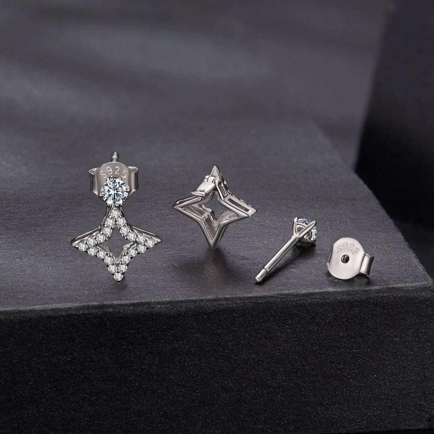 925 Sterling Silver Moissanite 0.1ct Earrings for Women
