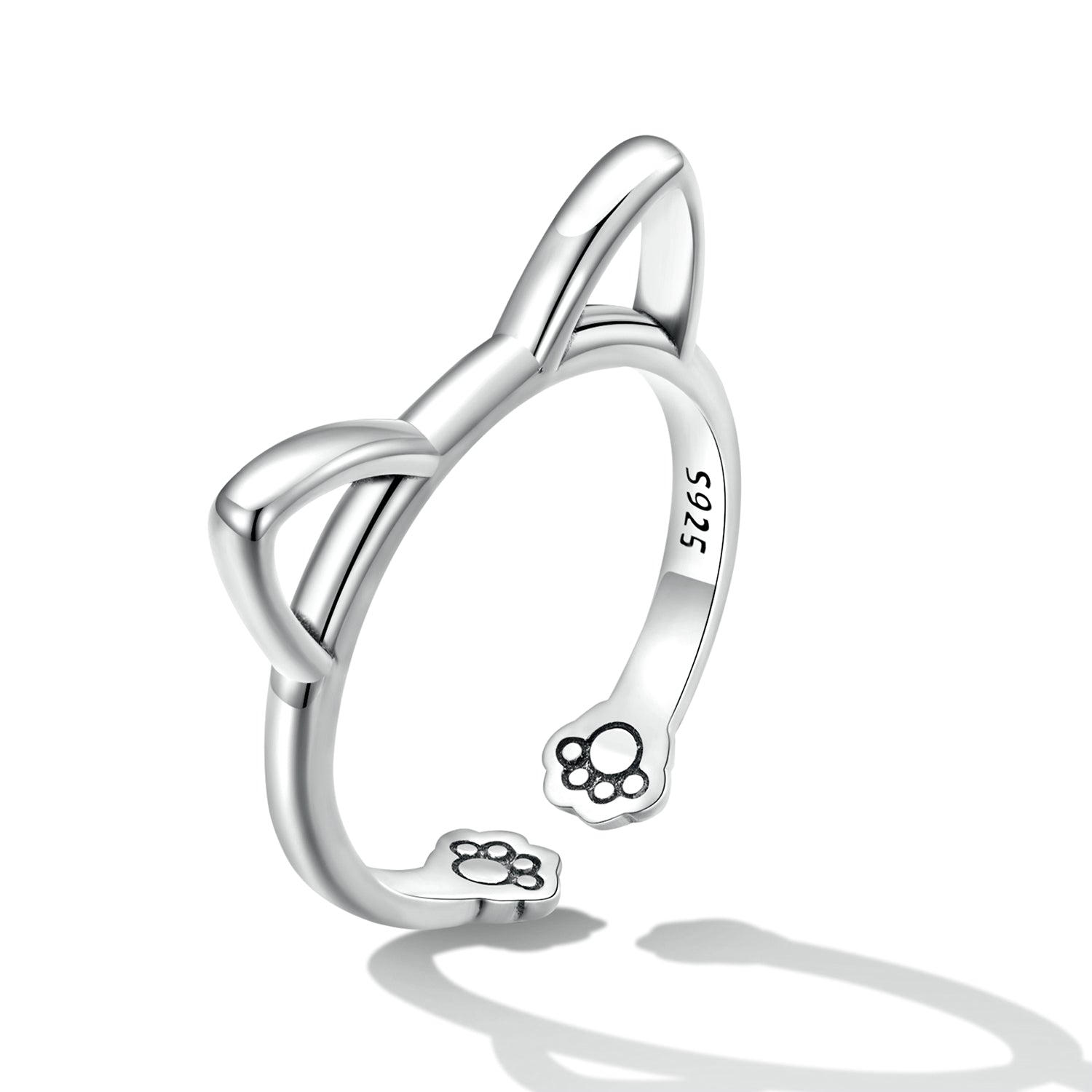 925 Sterling Silver Oxidized Paw Design Ring