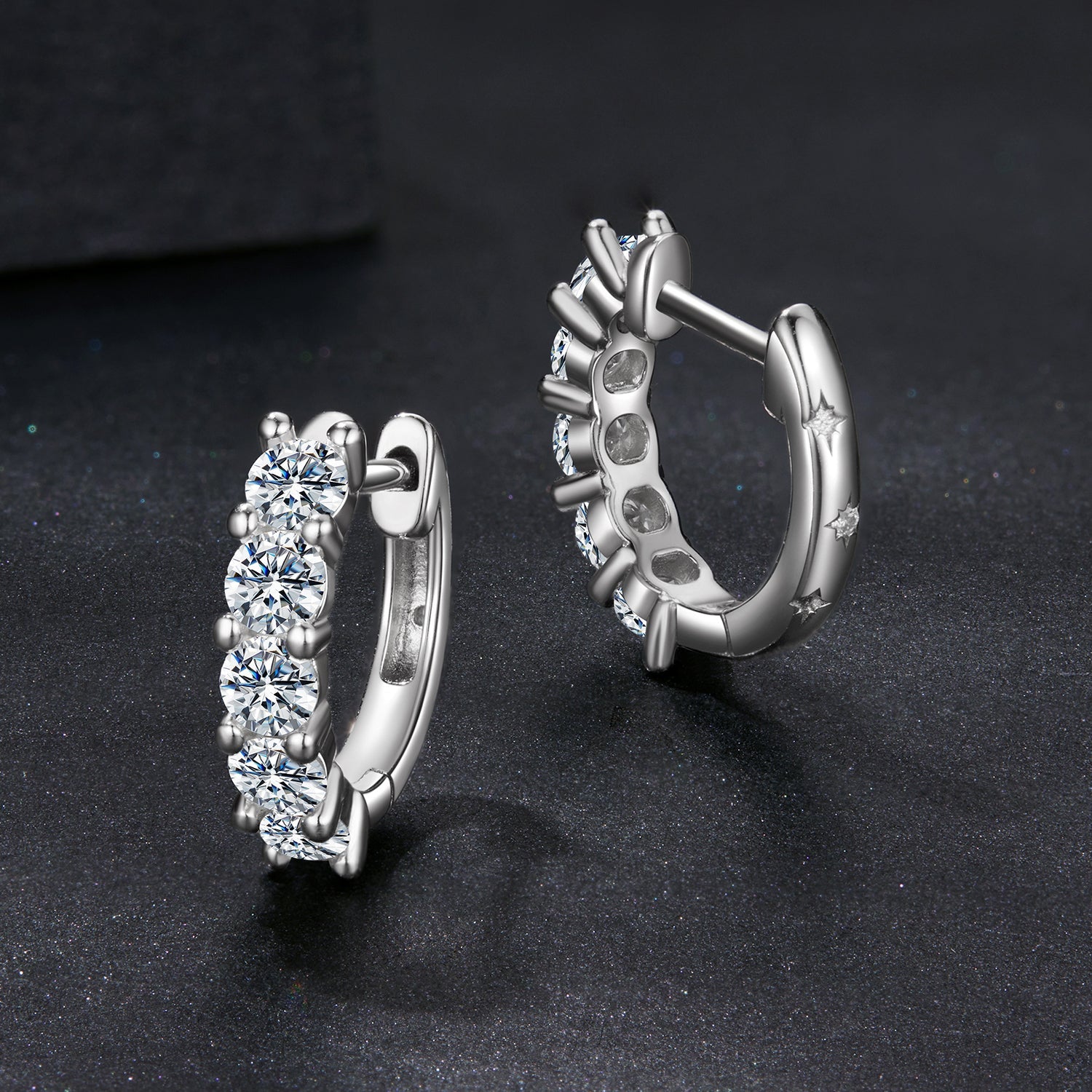 925 Sterling Silver Moissanite Earrings 1.3cm for Women