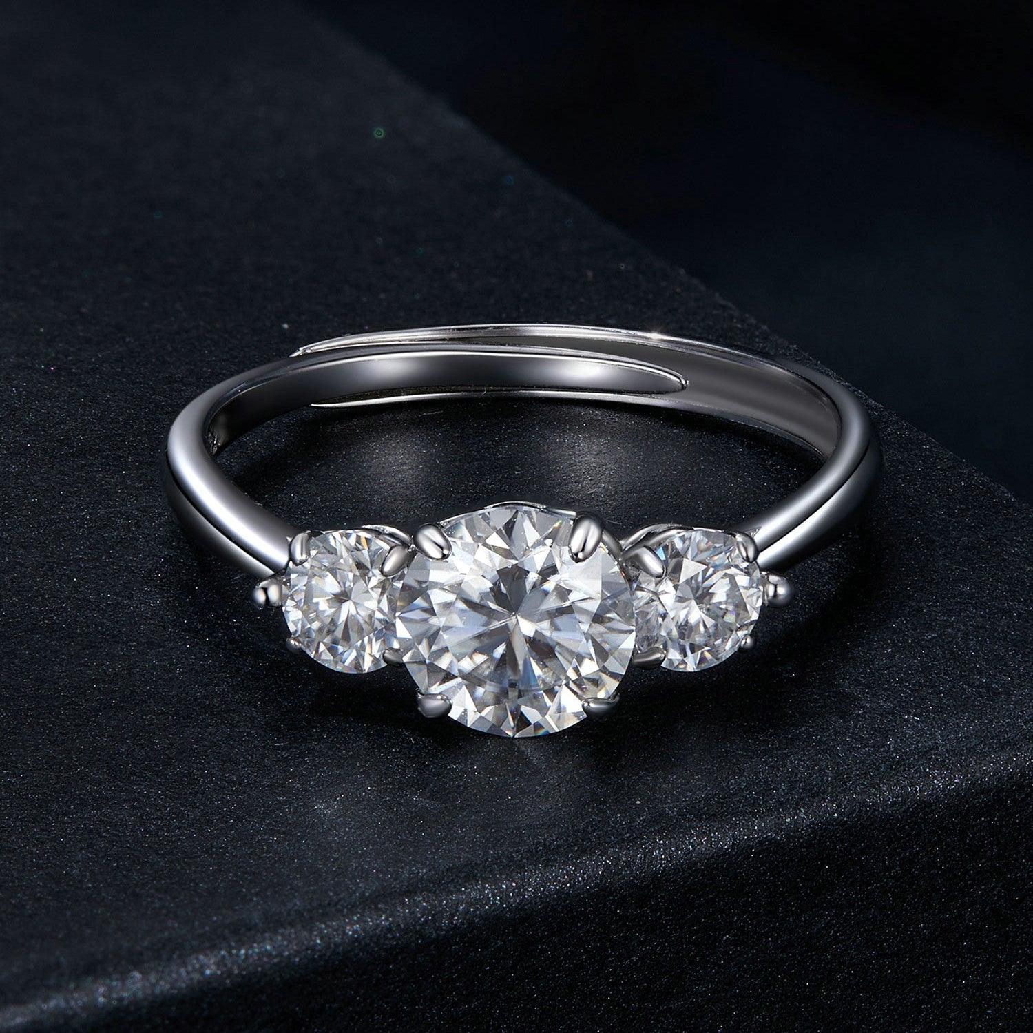 925 Sterling Silver Moissanite 6.5mm 1ct Ring, Size E for Women