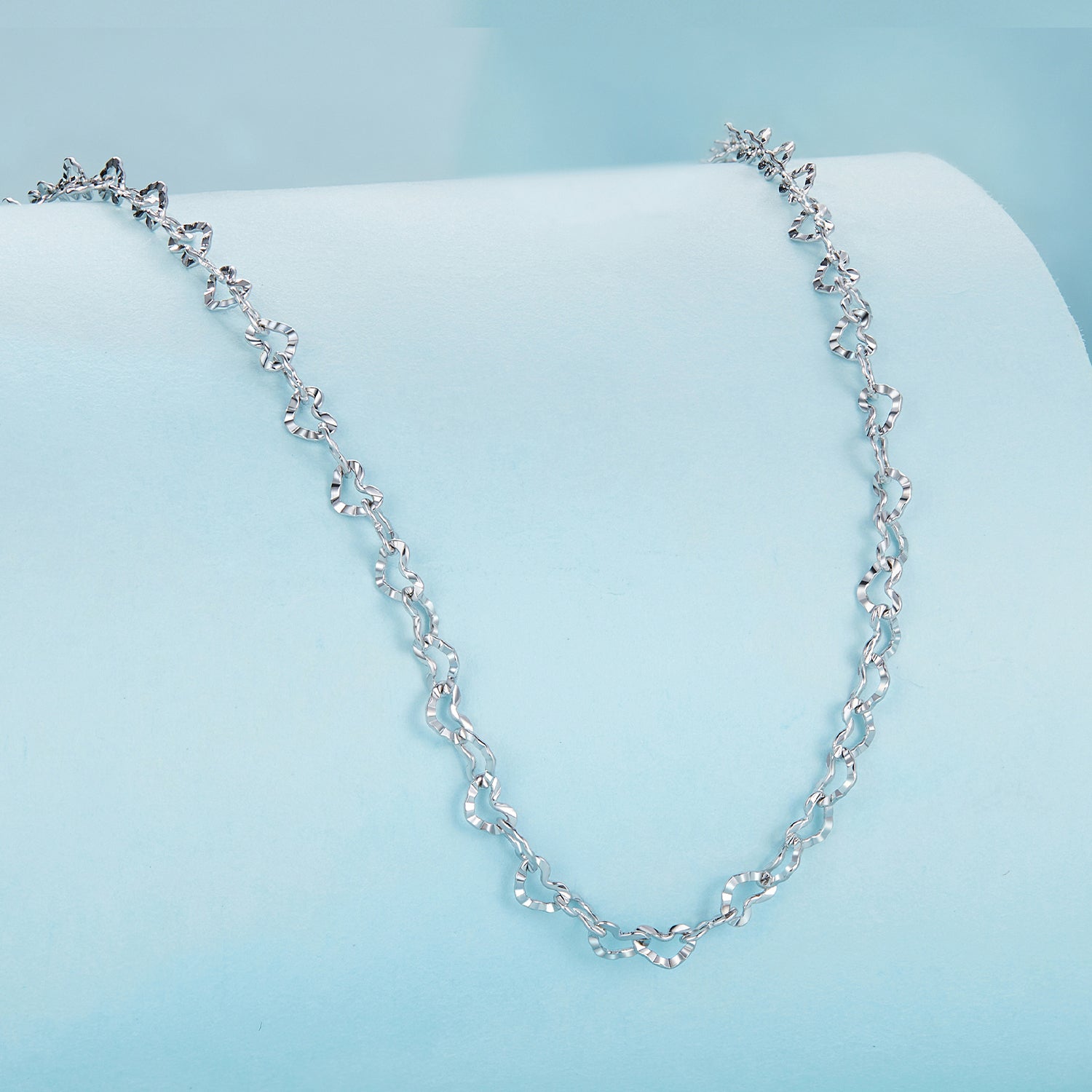 925 Sterling Silver Necklace with Platinum Plating, 395+55mm Length, 3.0mm Width for Women