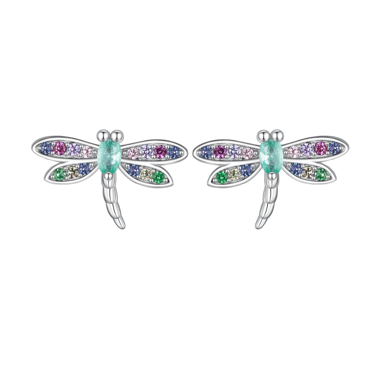 925 Sterling Silver Earrings with Pavé CZ and Transparent Glass