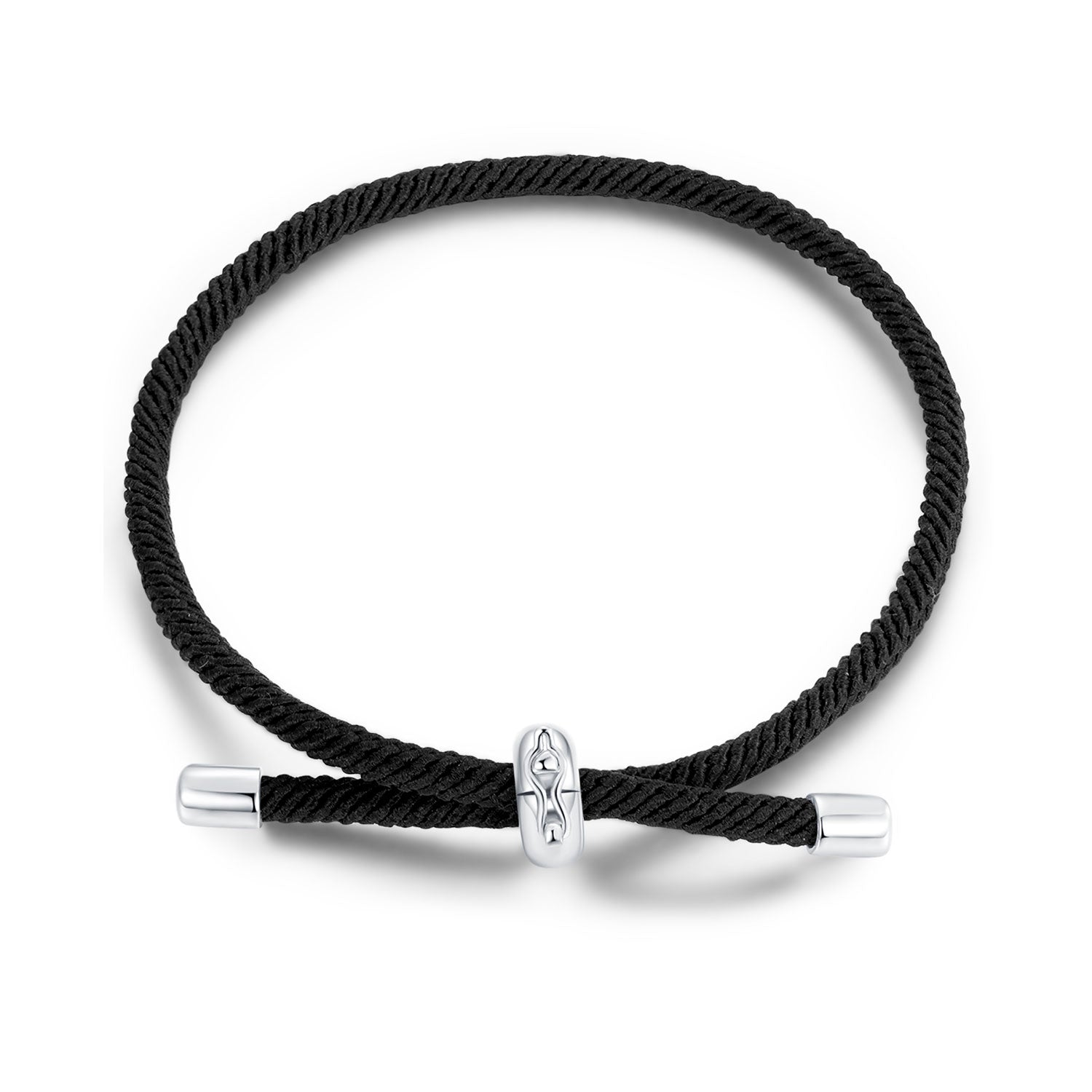 925 Sterling Silver and White Gold Plated Rope Bracelet for Men