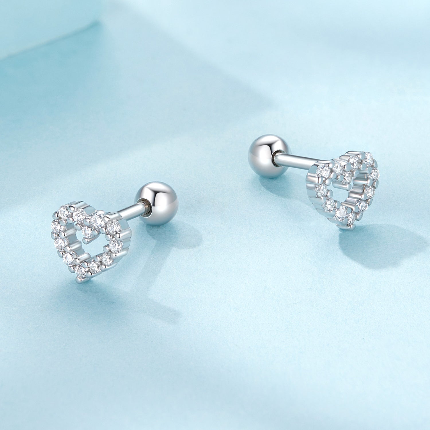 925 Sterling Silver White Gold Plated Earrings with CZ for Women