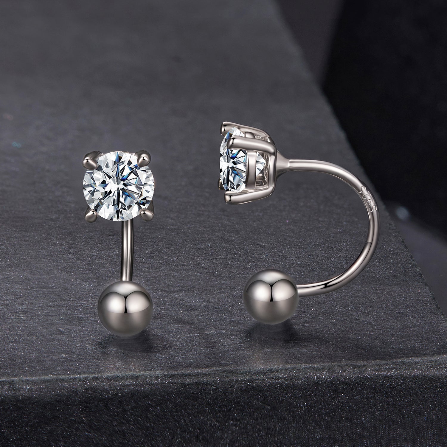 925 Sterling Silver Moissanite 0.1ct Earrings 1.3cm for Women