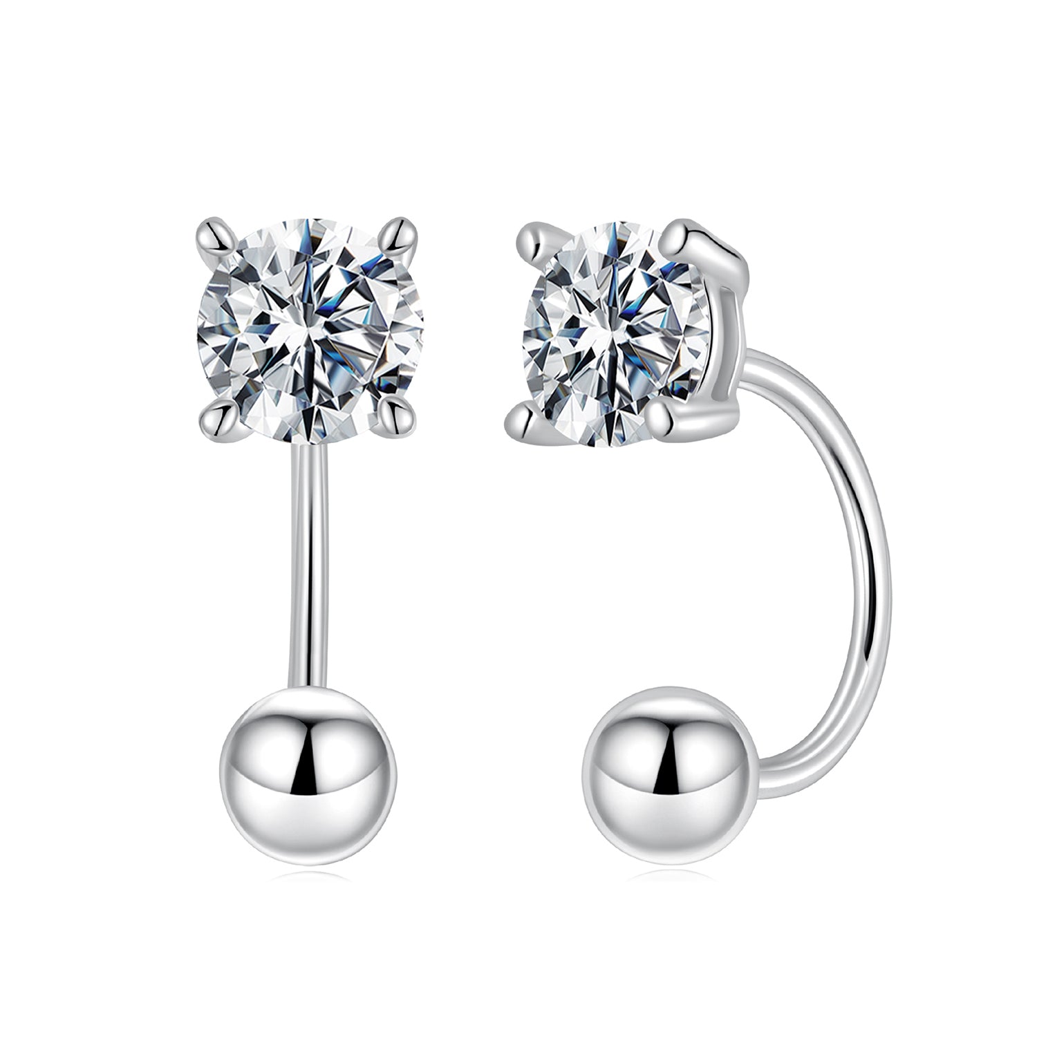925 Sterling Silver Moissanite 0.1ct Earrings 1.3cm for Women