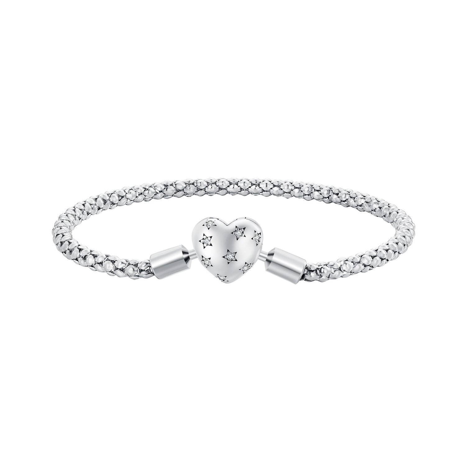 925 Sterling Silver Oxidized Silver Bracelets 17.0 Size with CZ for Women