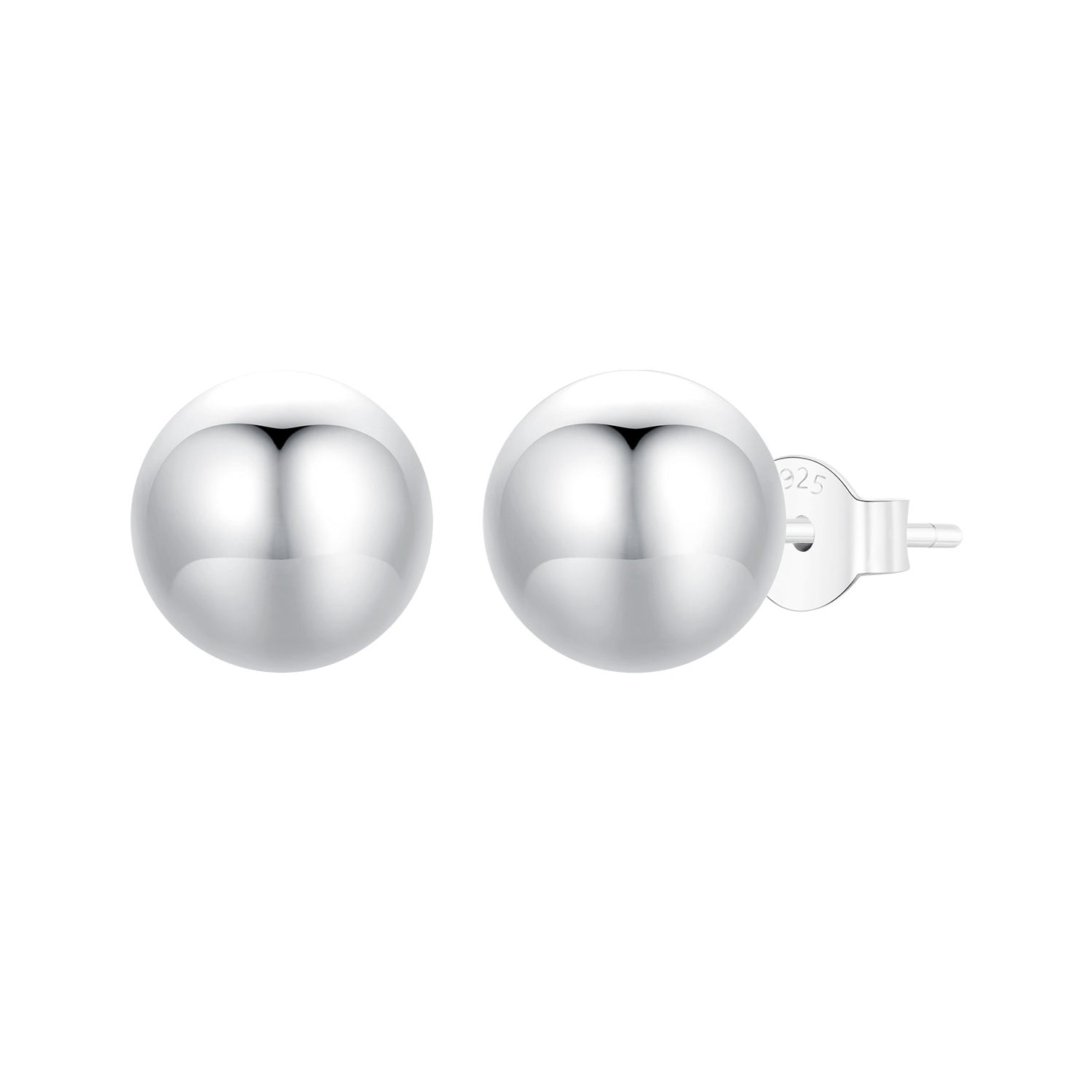925 Sterling Silver Plated White Gold Earrings - 10mm for Women