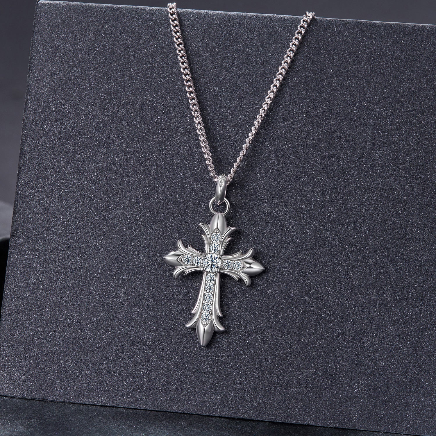 925 Sterling Silver Plated White Gold Moissanite Necklace 40+5cm for Women