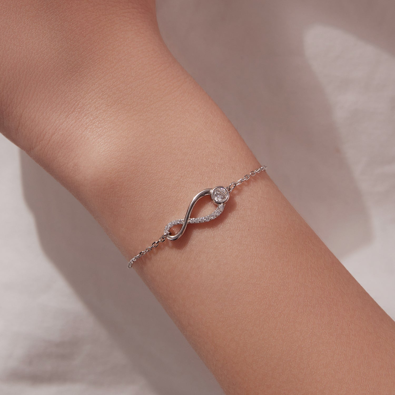 925 Sterling Silver Moissanite Pavé Bracelet for Women - 21cm, White Gold Plated, CZ