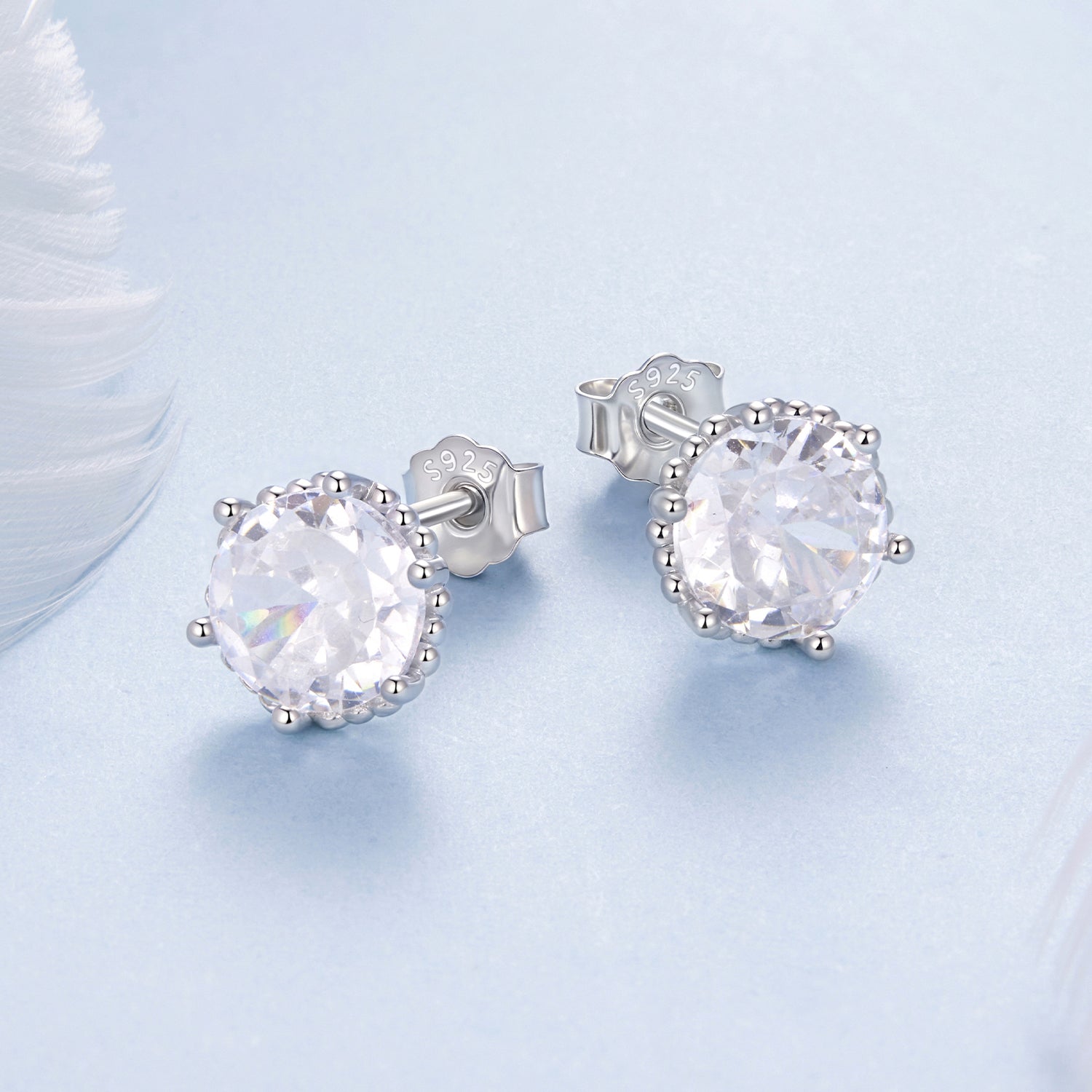 925 Sterling Silver Earrings with Pavé Setting CZ in White Gold Plated