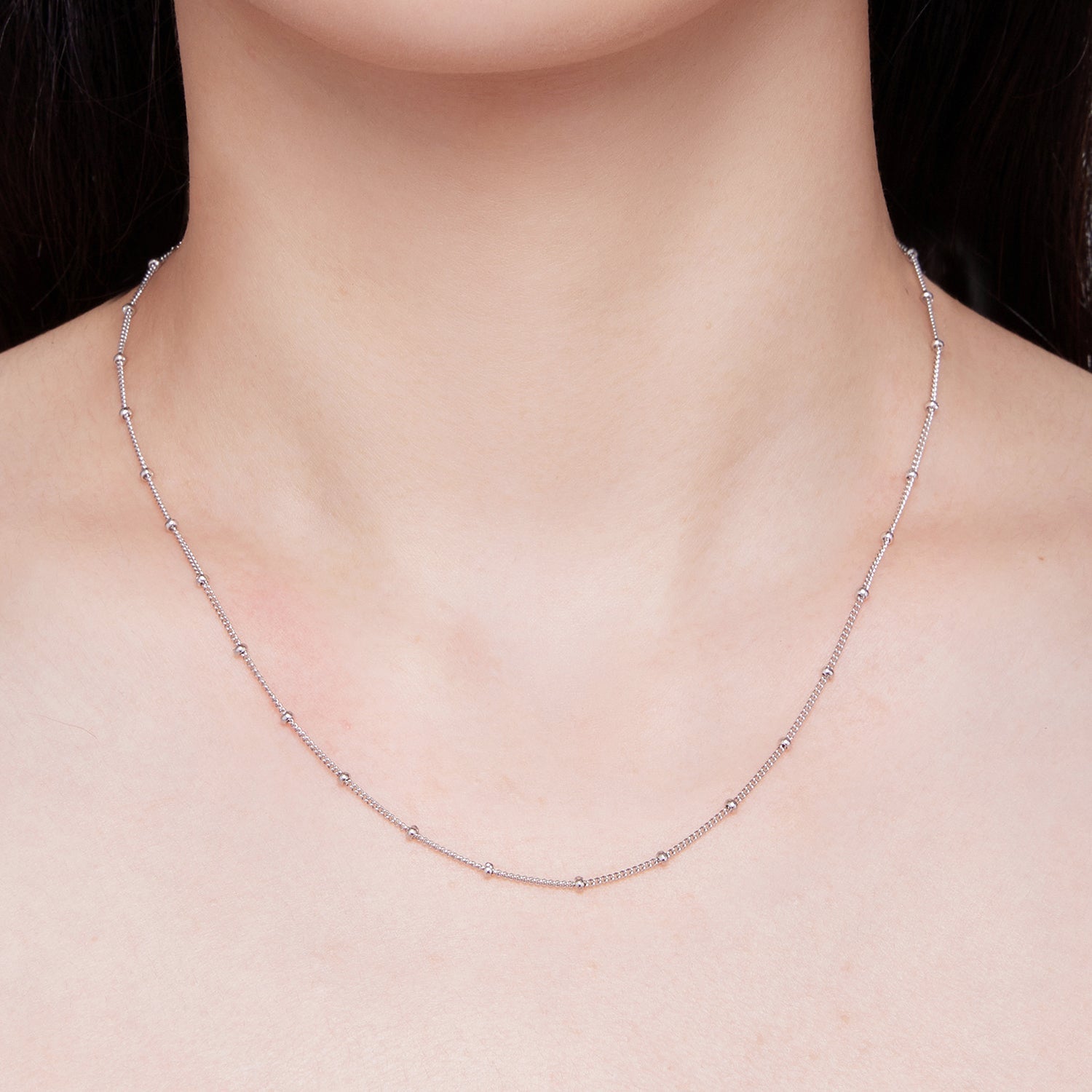 925 Sterling Silver Plated Platinum 45cm Necklace for Women