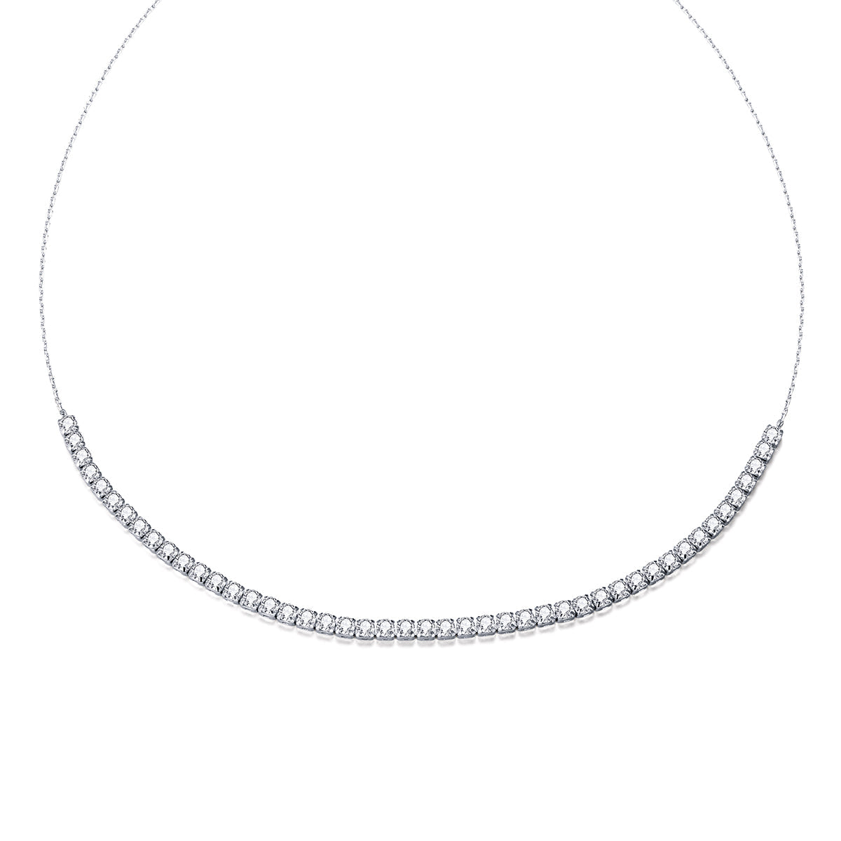 925 Sterling Silver Adjustable Pavé Setting CZ Necklace