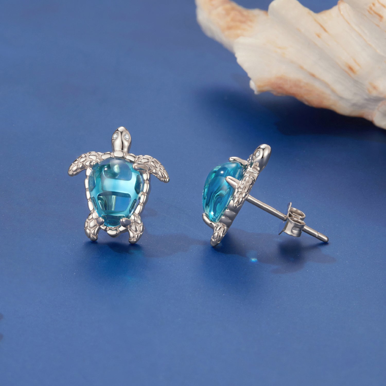 925 Sterling Silver & Brass Transparent Glass CZ Earrings 1.3*1.2cm for Women