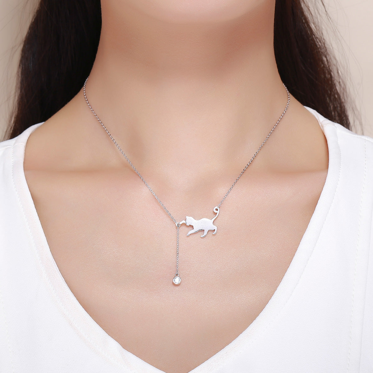 925 Sterling Silver Necklace 38-45cm with 1.4*2.5cm Pendant for Women