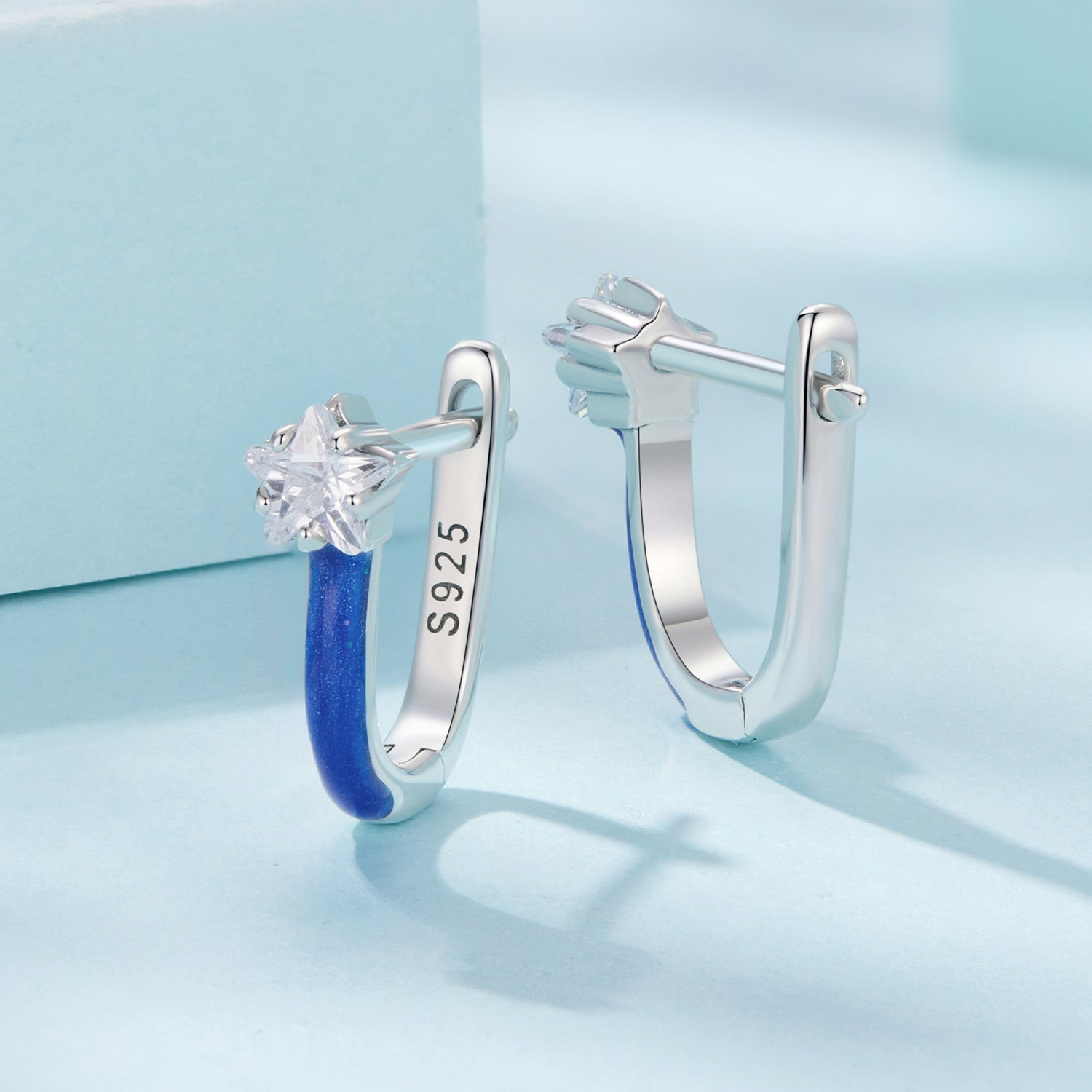 925 Sterling Silver Enamel Earrings with Pavé CZ for Women