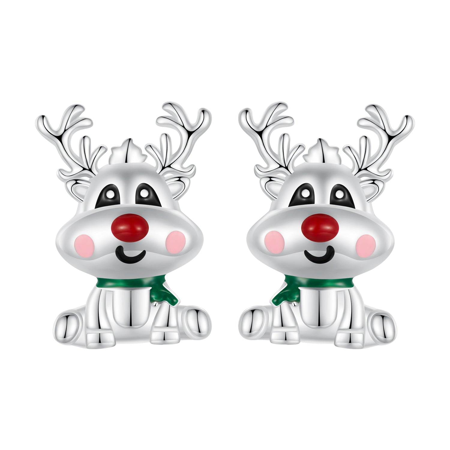 925 Sterling Silver Enamel Earrings 12x9mm