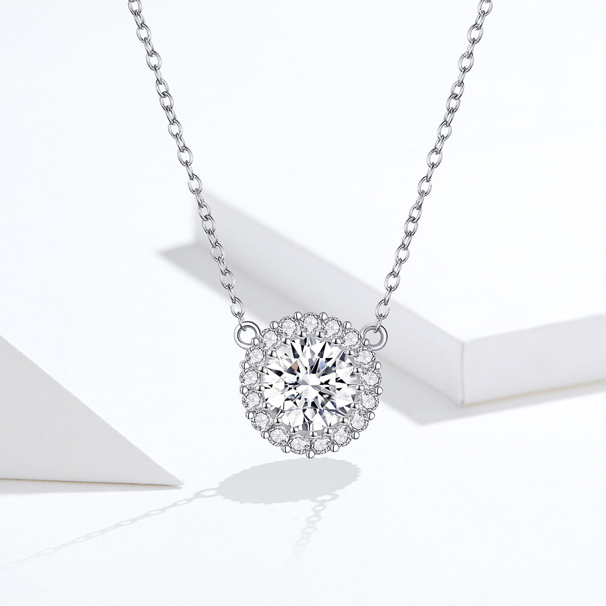 925 Sterling Silver Plated Platinum 49cm Pavé Setting CZ Necklace for Women