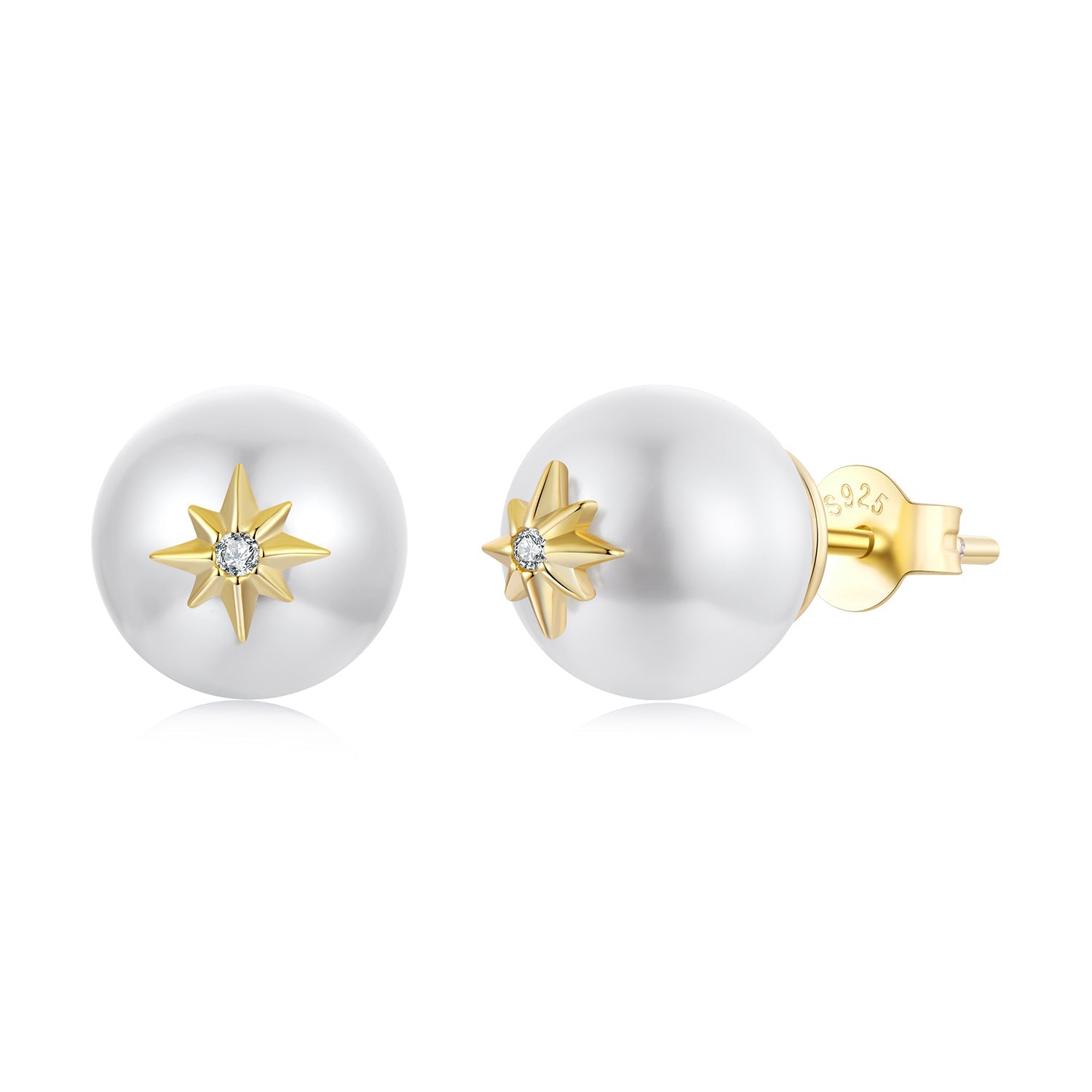 925 Sterling Silver Earrings with CZ and Synthetic Pearl for Women