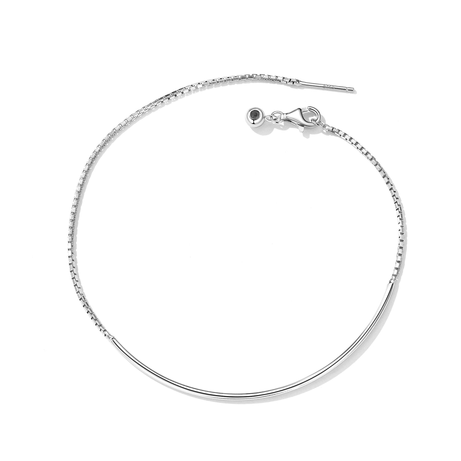 925 Sterling Silver Adjustable Platinum-Plated Bracelet for Women