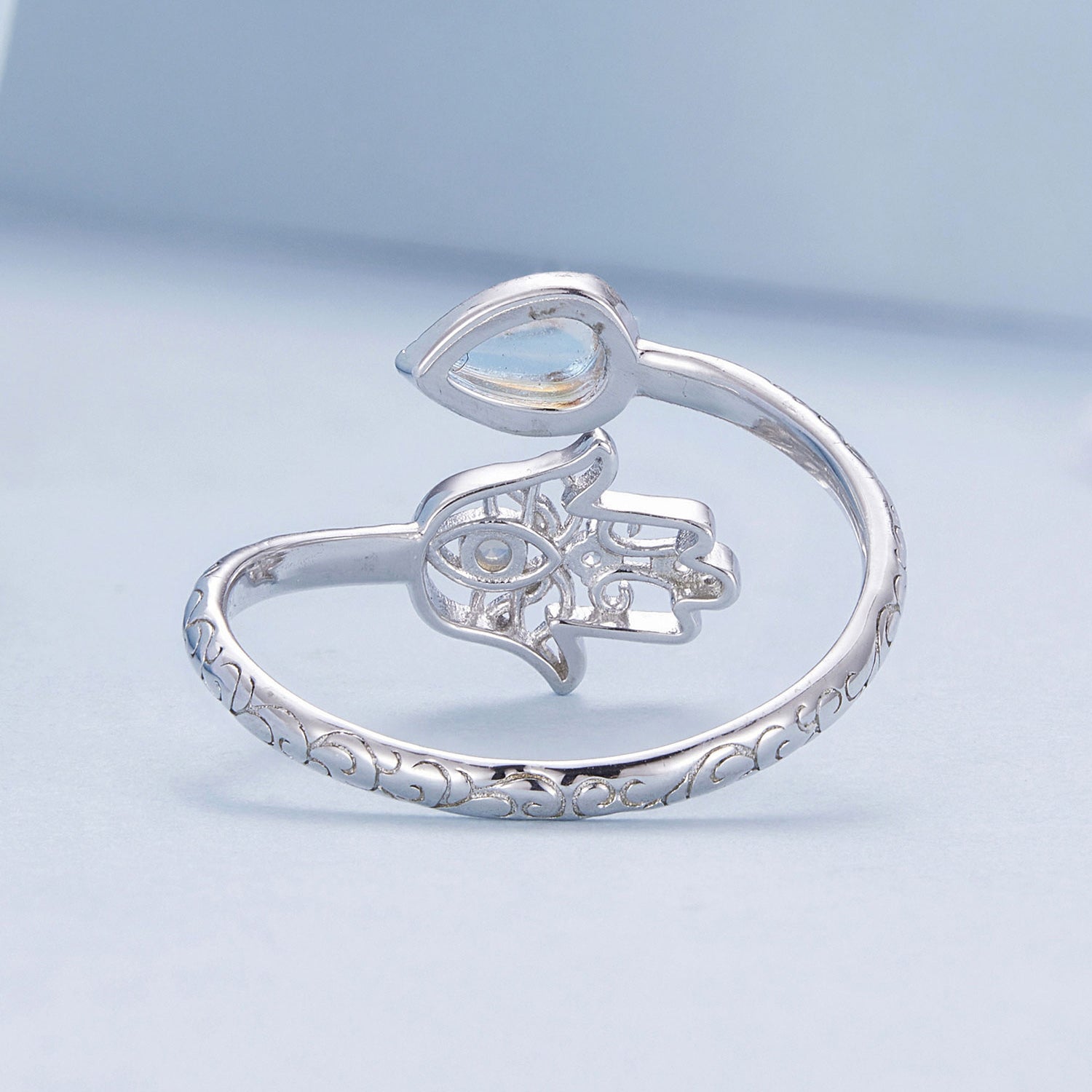 925 Sterling Silver Opal Nanometer Stone Platinum Plated Ring