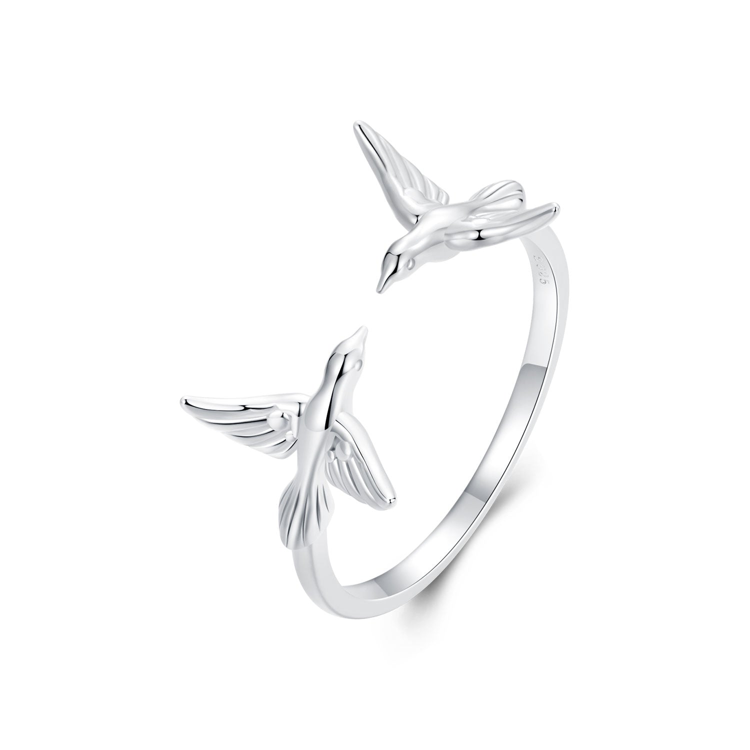 925 Sterling Silver Ring with White Gold Plating, 1.5mm Width