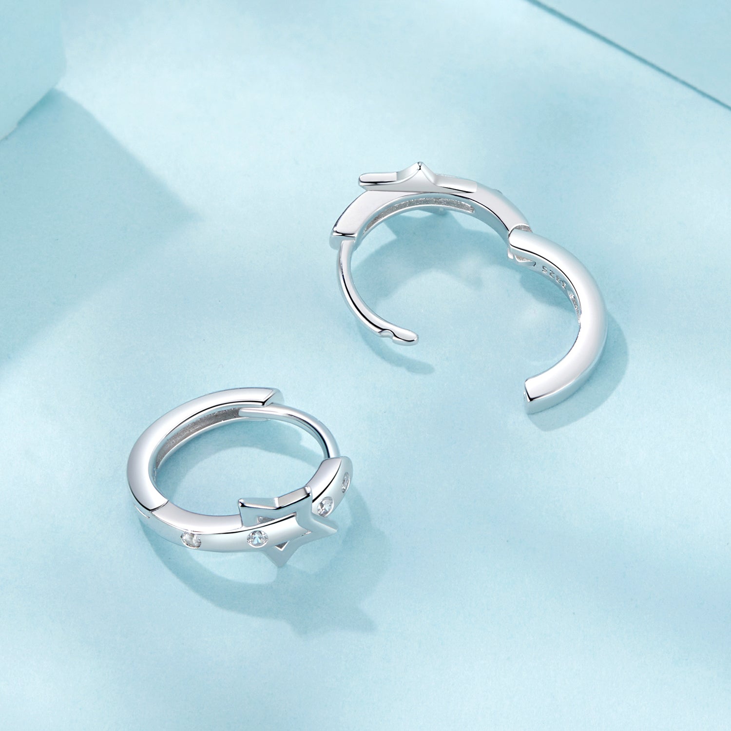 925 Sterling Silver & White Gold Earrings with Pavé Setting CZ - 12x6mm for Women