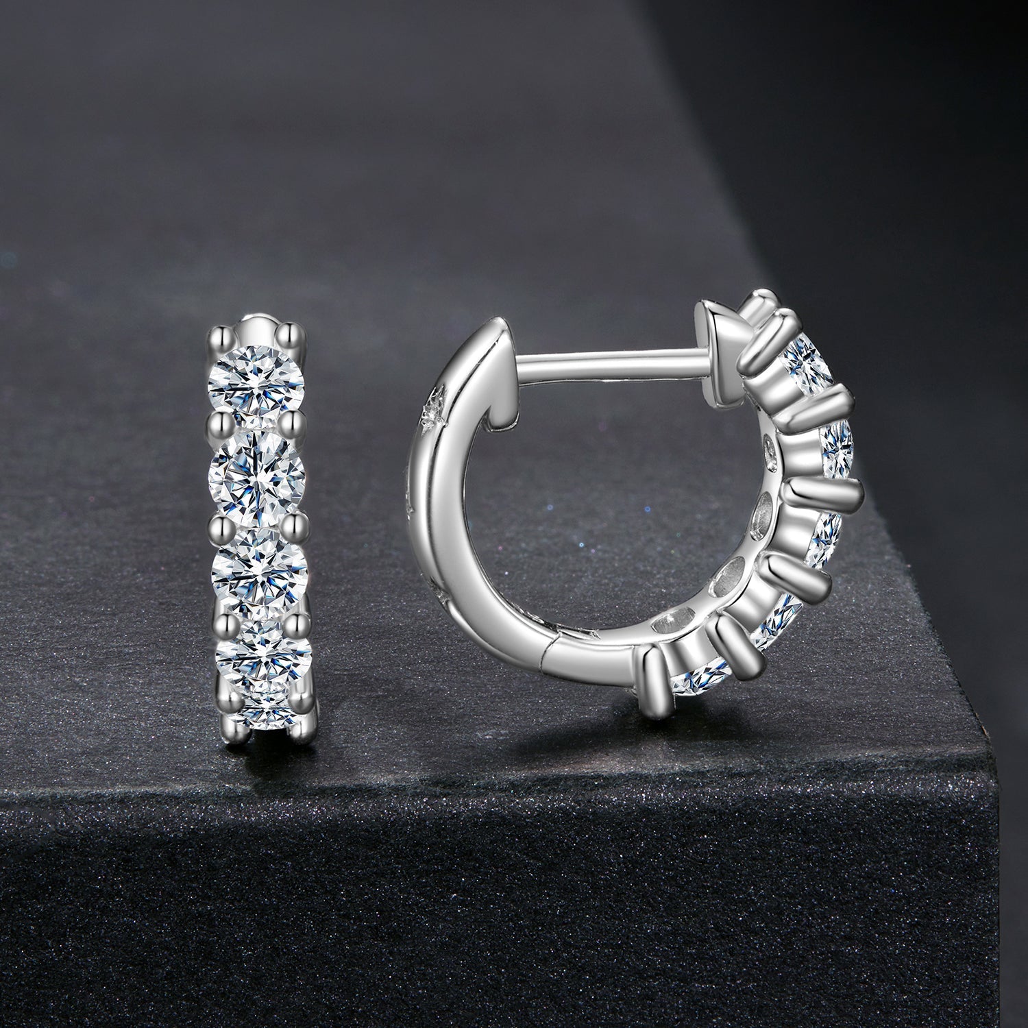 925 Sterling Silver Moissanite Earrings 1.3cm for Women