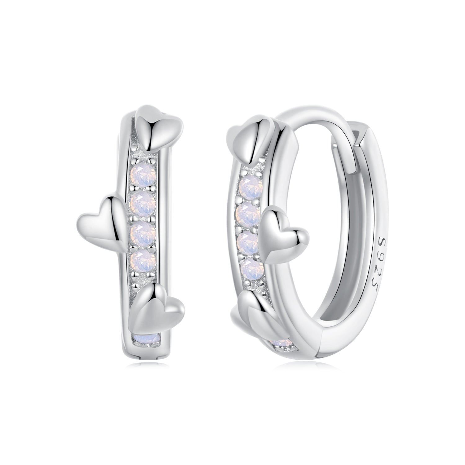 925 Sterling Silver Nano Opal Earrings for Women - White Gold Plated - 12x5mm