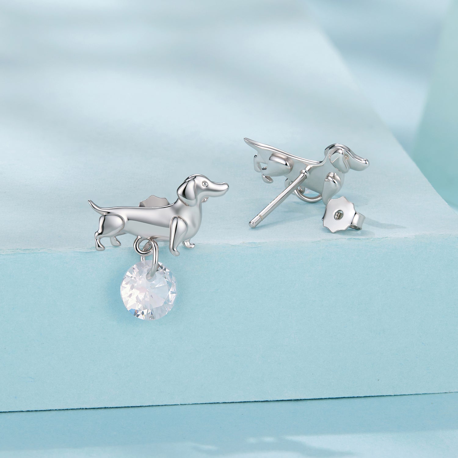 925 Sterling Silver White Gold Plated Pavé Setting CZ Earrings for Women