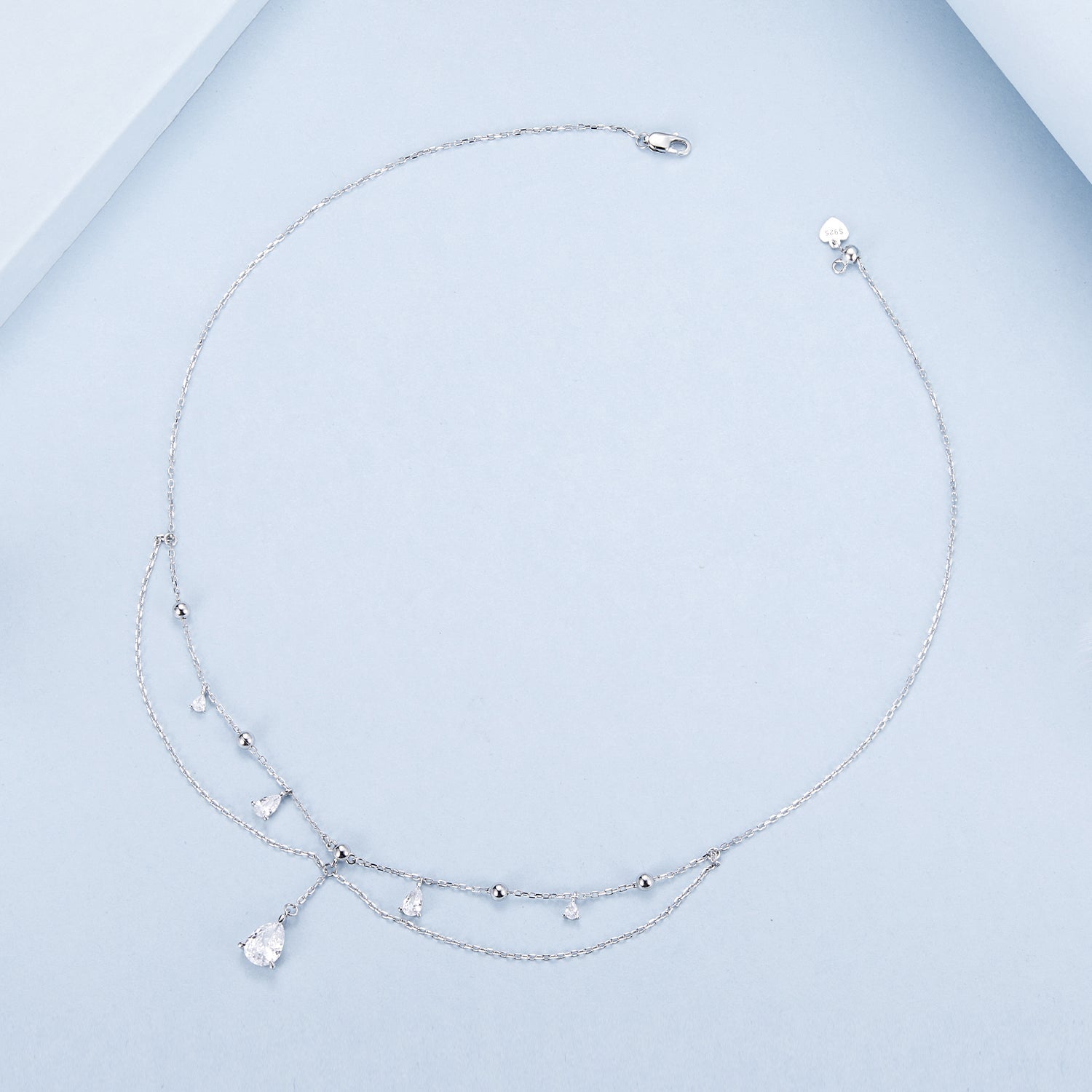 925 Sterling Silver 400mm CZ Pavé Setting Necklace for Women