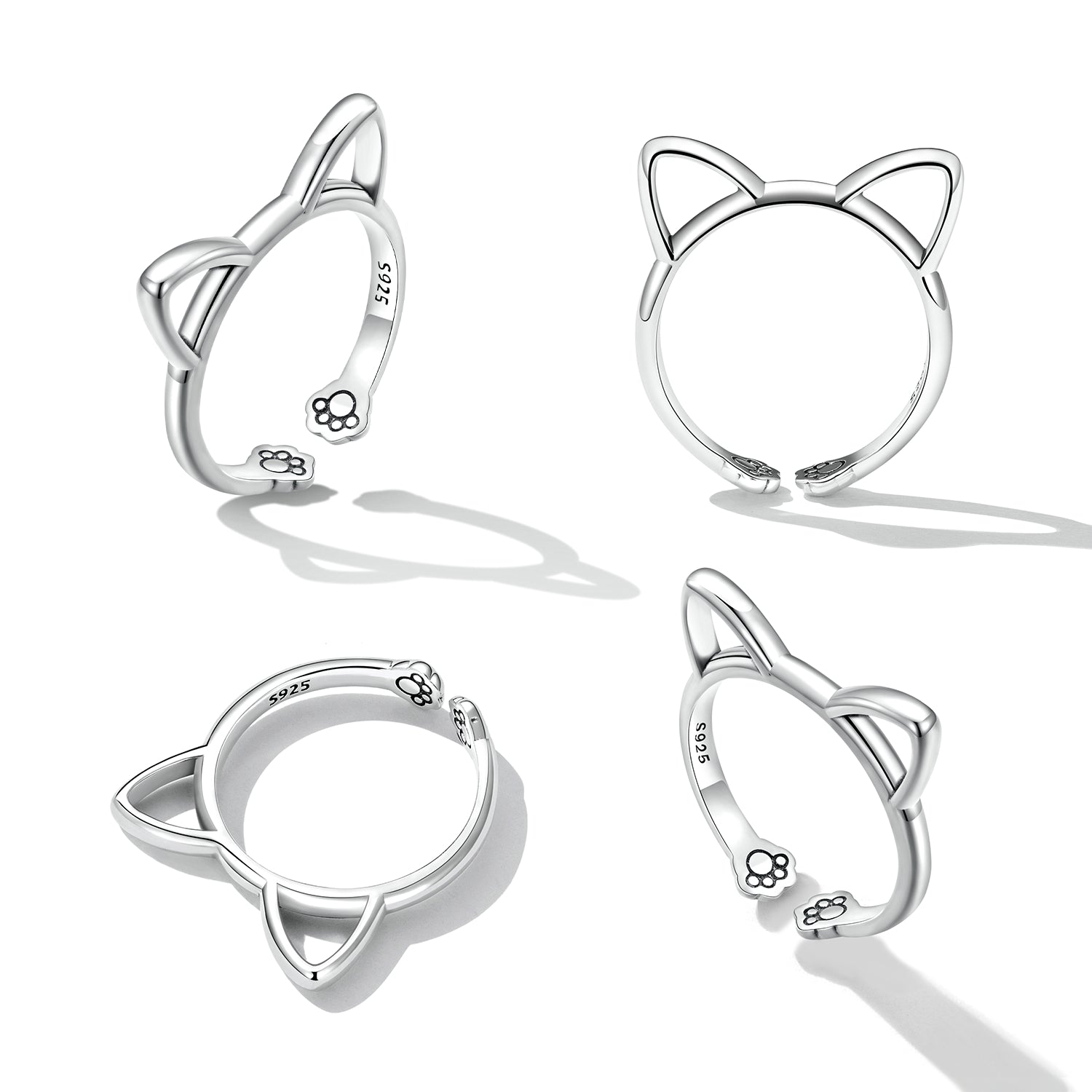 925 Sterling Silver Oxidized Paw Design Ring
