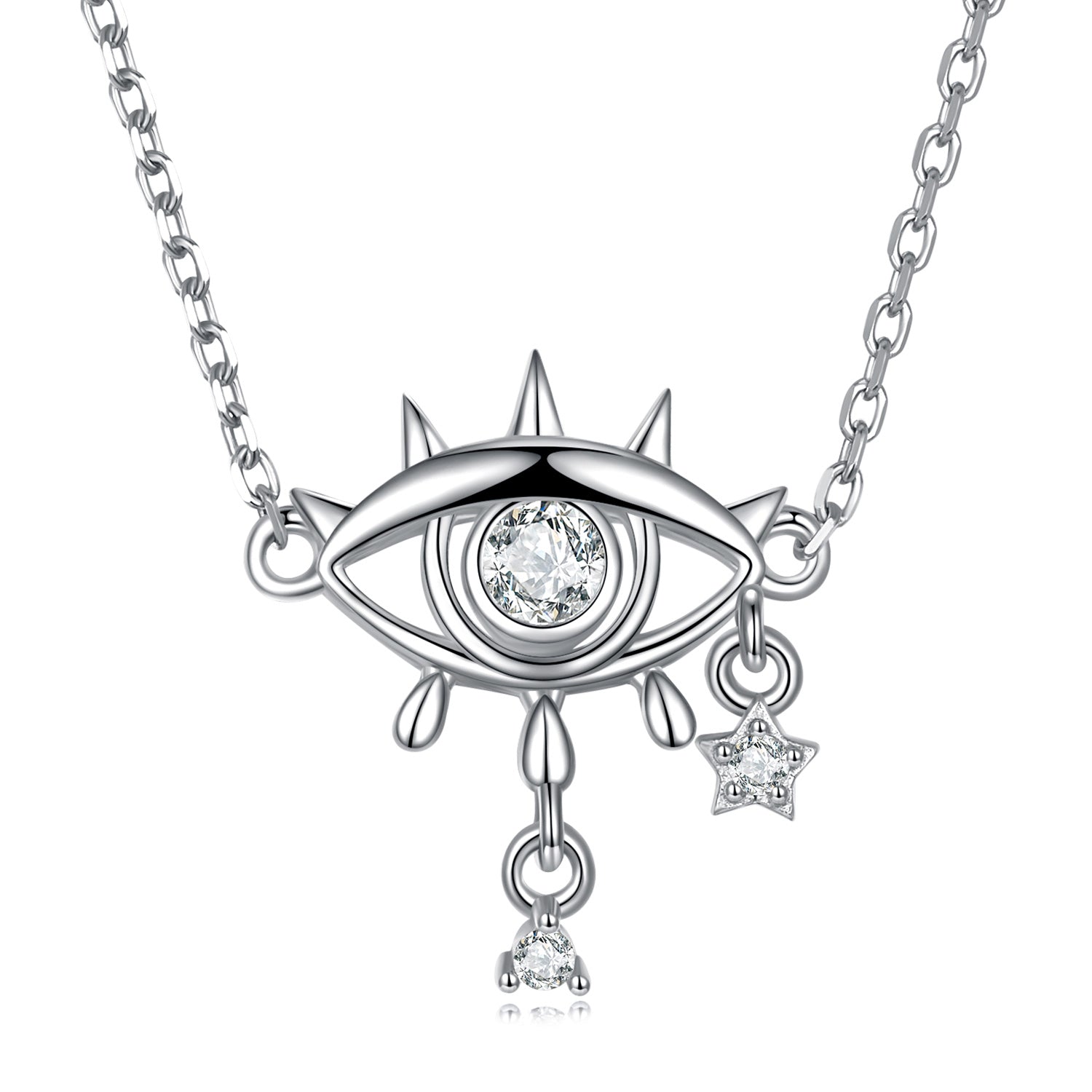 925 Sterling Silver Adjustable Necklaces with Pavé Setting CZ for Women
