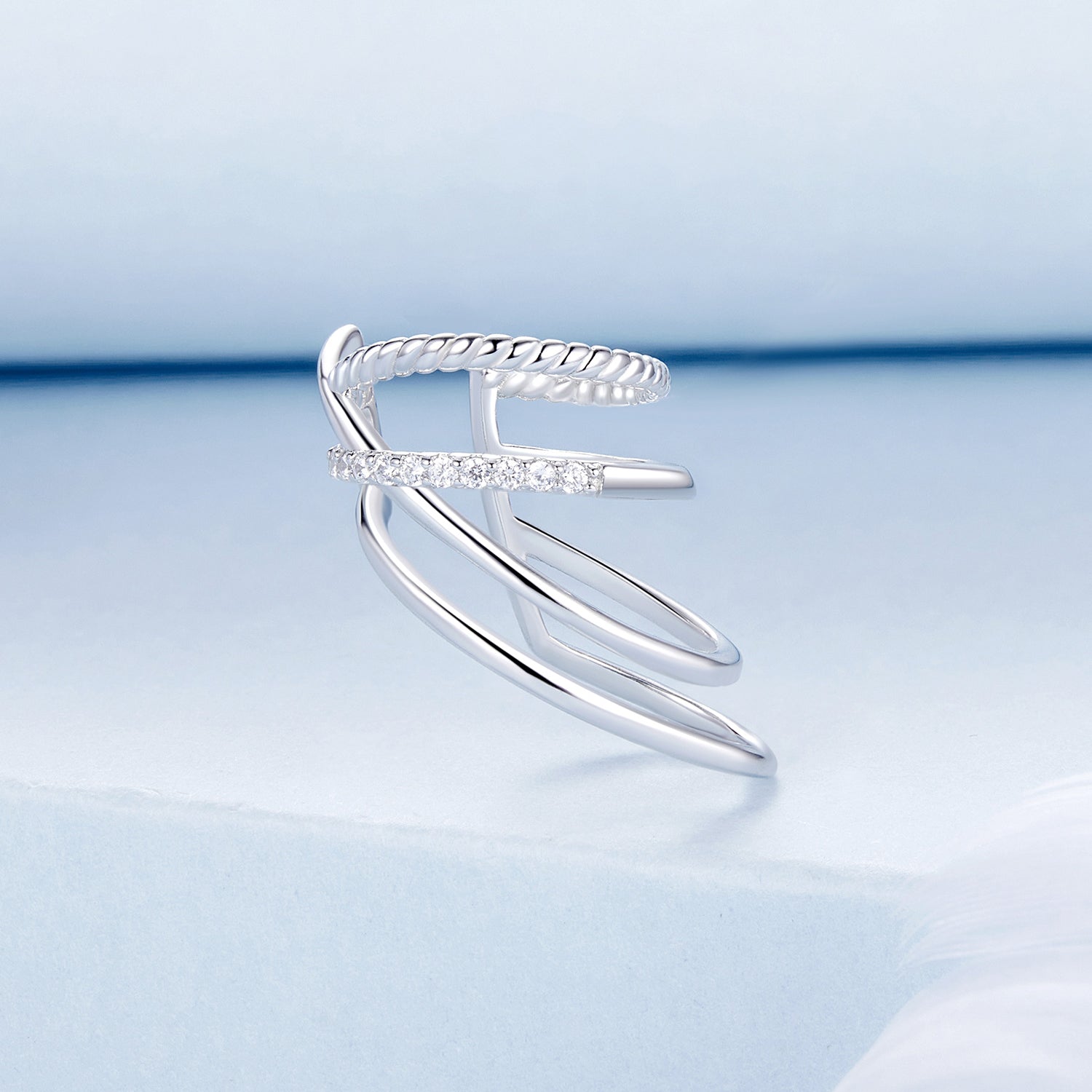 925 Sterling Silver Earrings with CZ and White Gold Plating