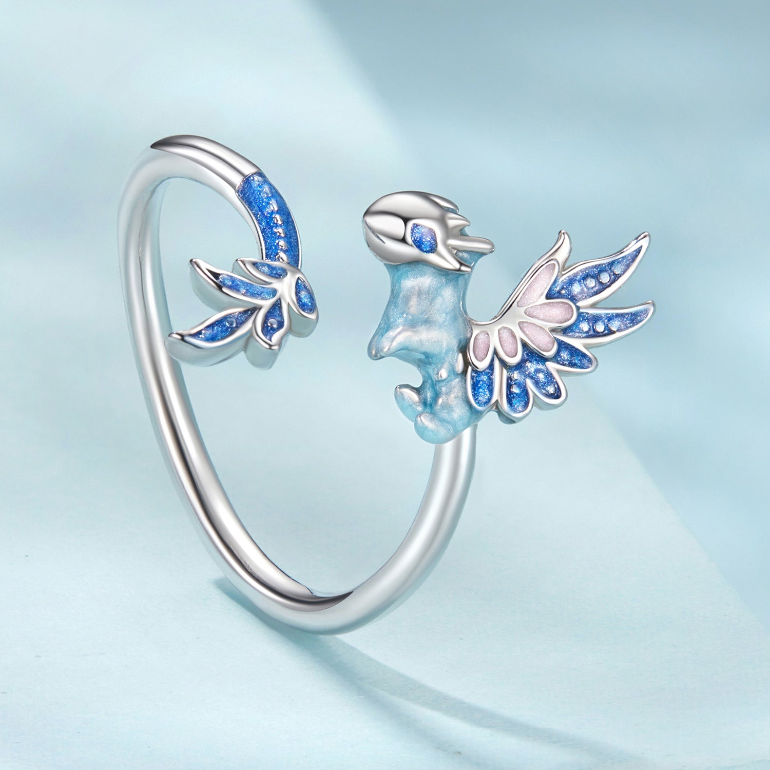925 Sterling Silver Enamel Process Pavé CZ White Gold Ring for Women