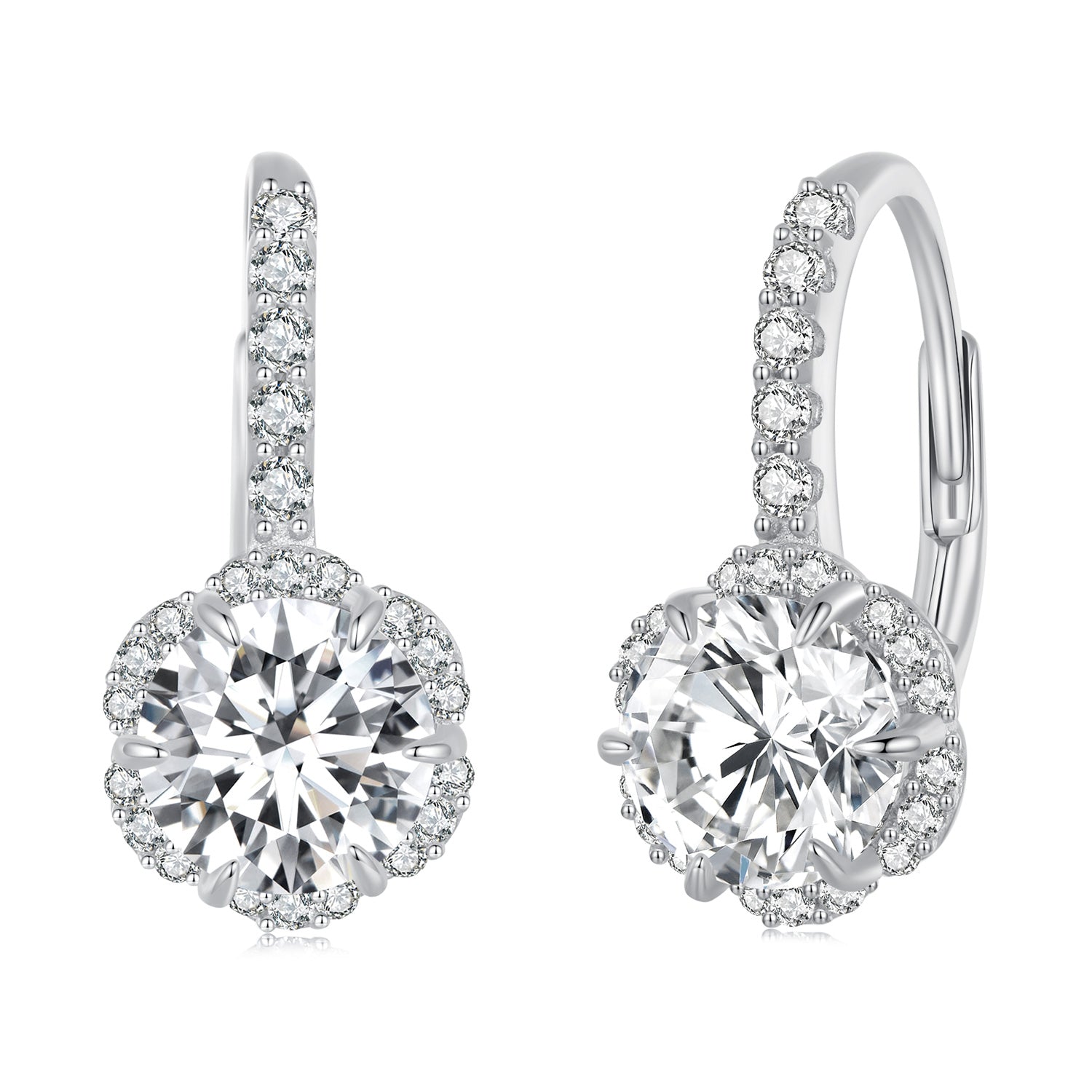 925 Sterling Silver Moissanite 6.5 Carat Earrings for Women