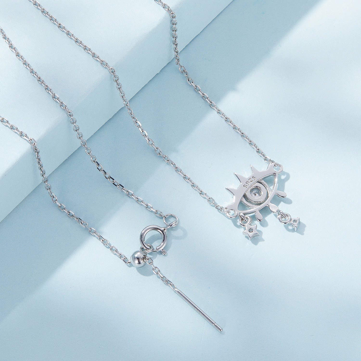 925 Sterling Silver Adjustable Necklaces with Pavé Setting CZ for Women