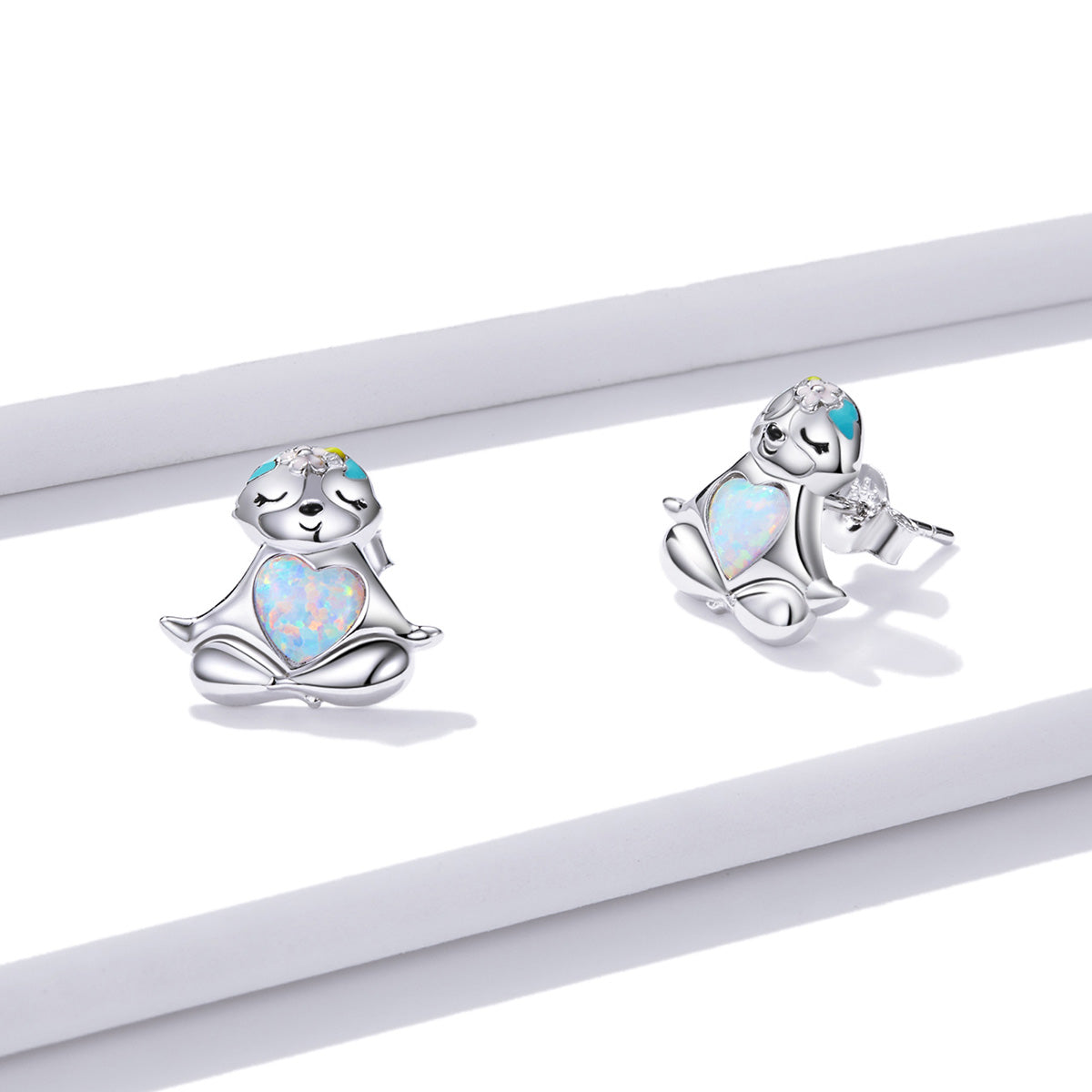 925 Sterling Silver Earrings with Translucent Opal