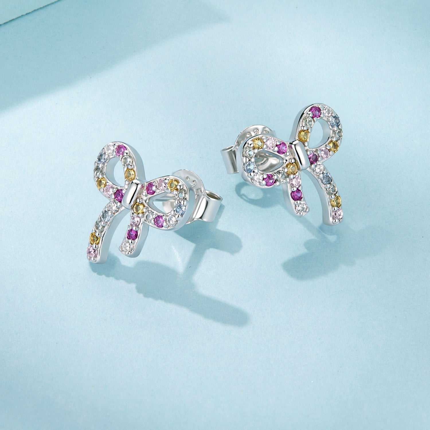 925 Sterling Silver White Gold Plated Pavé Setting CZ Earrings 1.0cm for Women