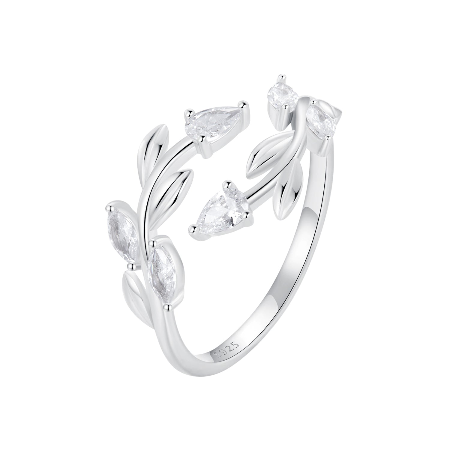 925 Sterling Silver White Gold Plated Pavé Setting CZ Ring for Women