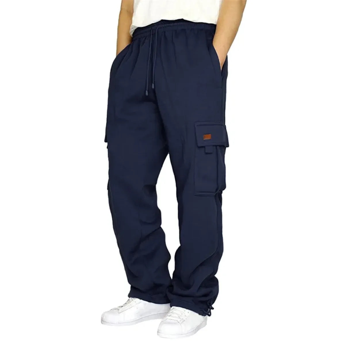 Men's Drawstring Cargo Pants – Loose Fit Wide-Leg Sweatpants