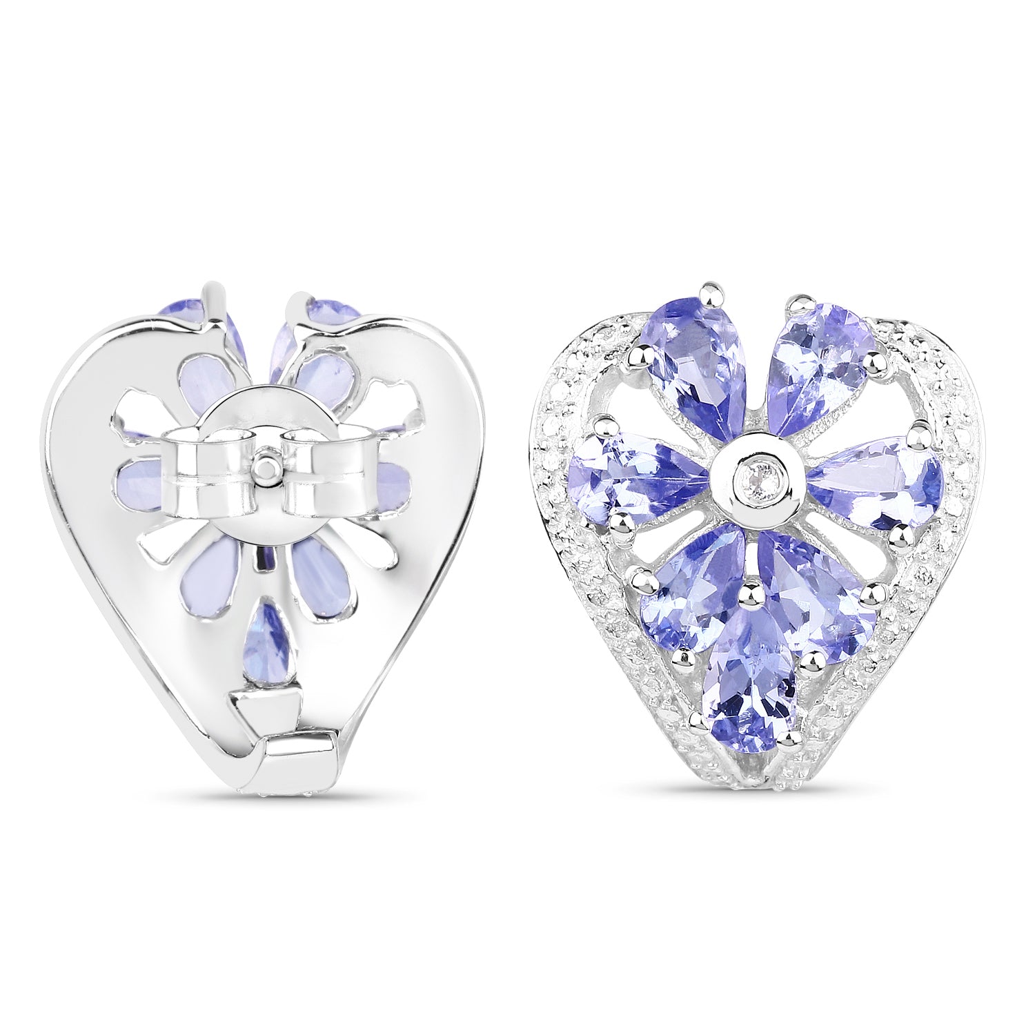 2.97 Carat Genuine Tanzanite & White Topaz .925 Sterling Silver Earrings
