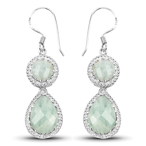 11.82 Carat Genuine Aquamarine .925 Sterling Silver Earrings